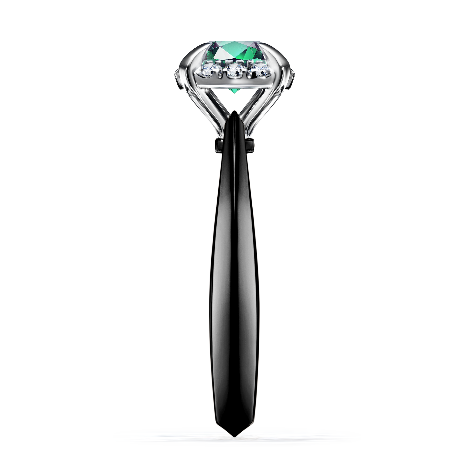 Pierścionek zaręczynowy My Beauty z czarnego złota ze szmaragdem 0,98CT