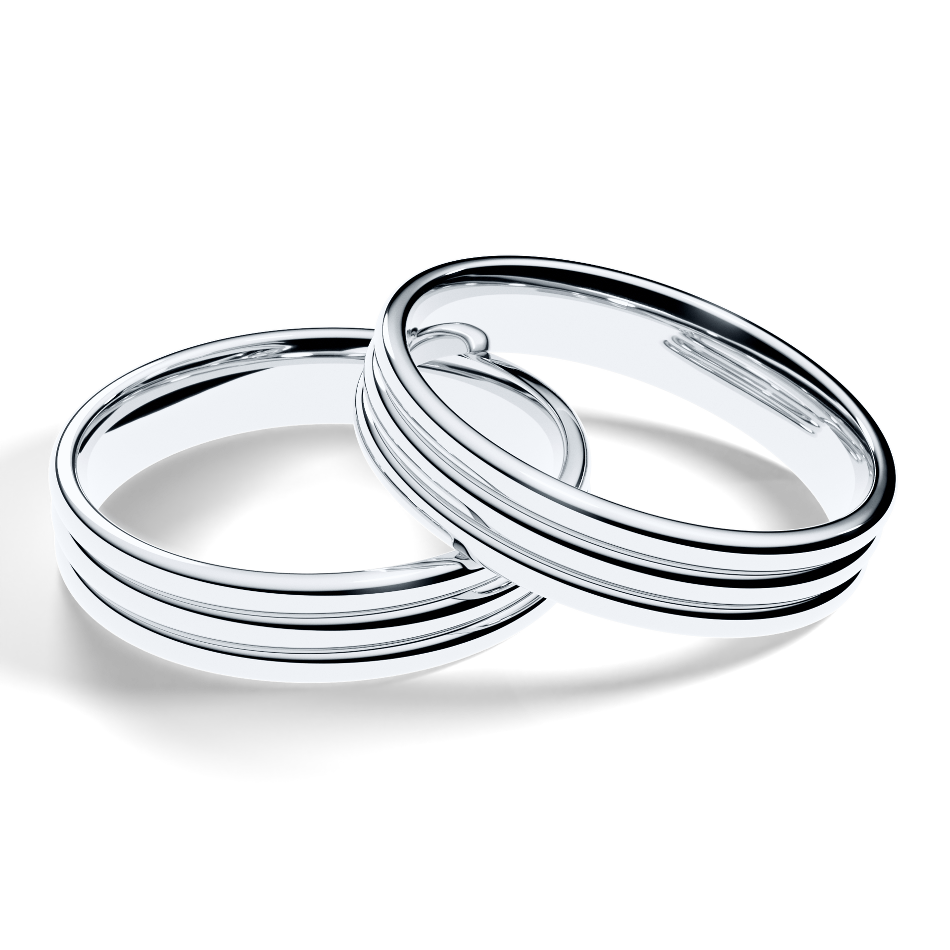 Obrączki ślubne Modern 2 z białego złota 4 mm