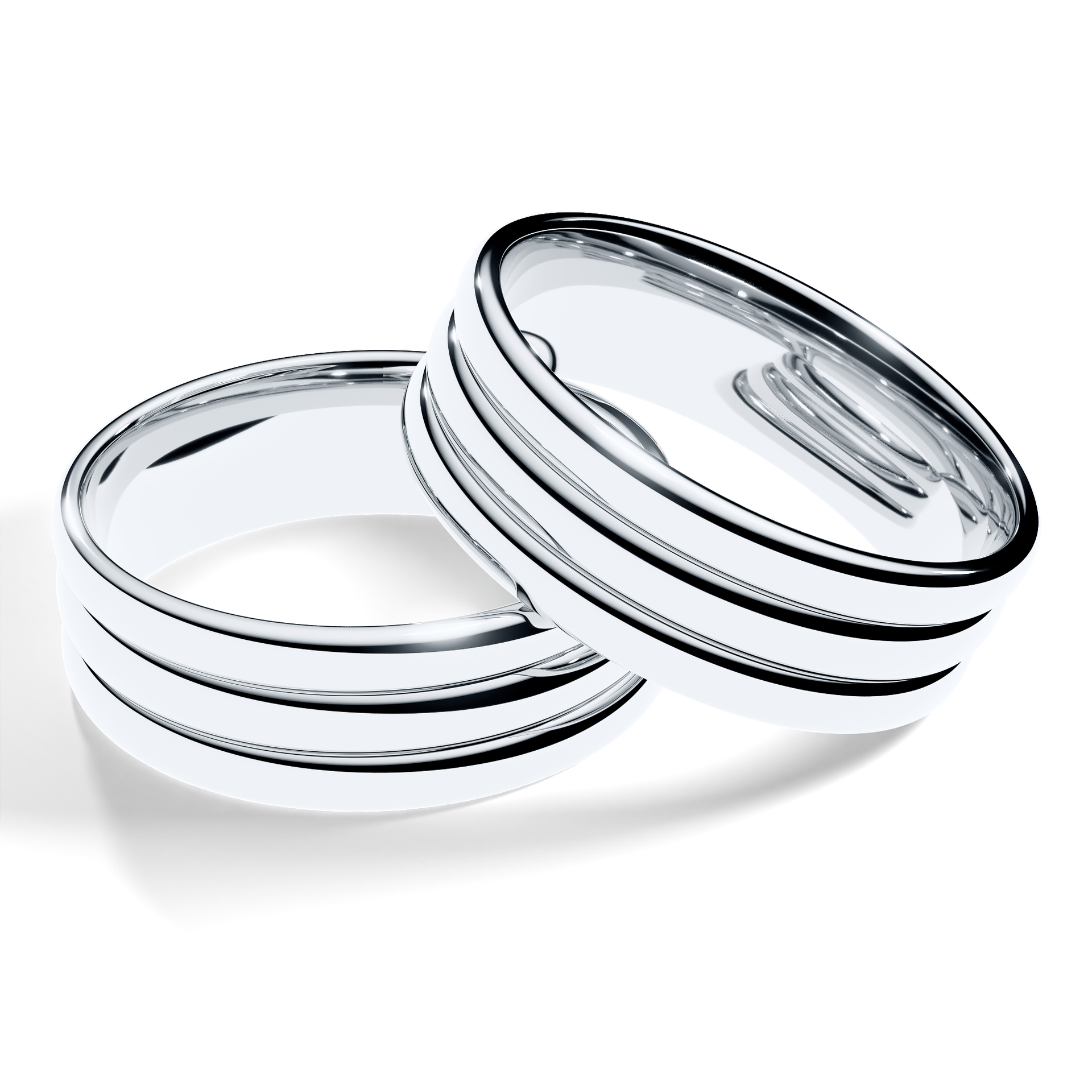 Obrączki ślubne Modern 2 z białego złota 6 mm