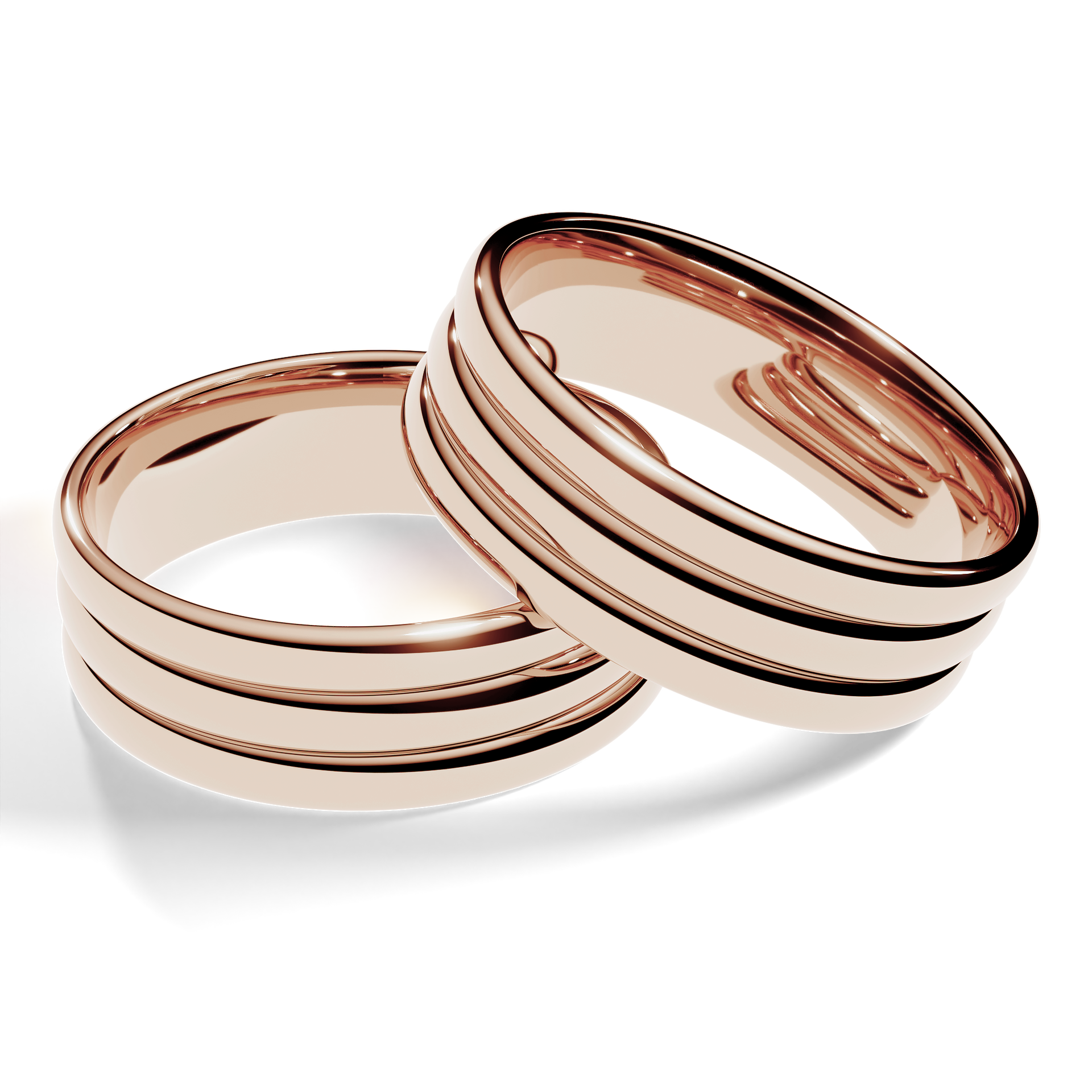Obrączki ślubne Modern 2 z różowego złota 6 mm