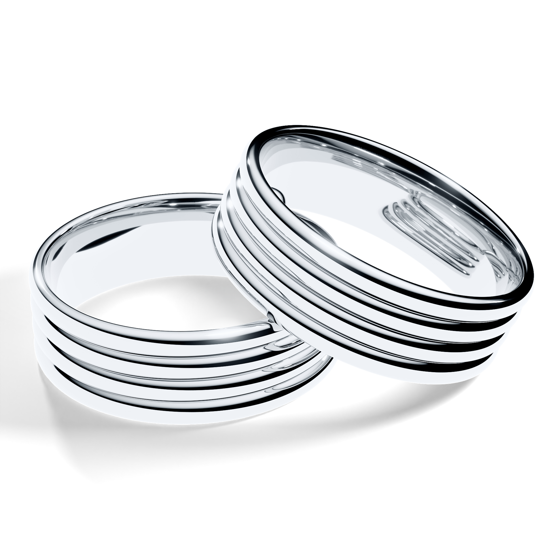 Obrączki ślubne Modern 3 z białego złota 6 mm