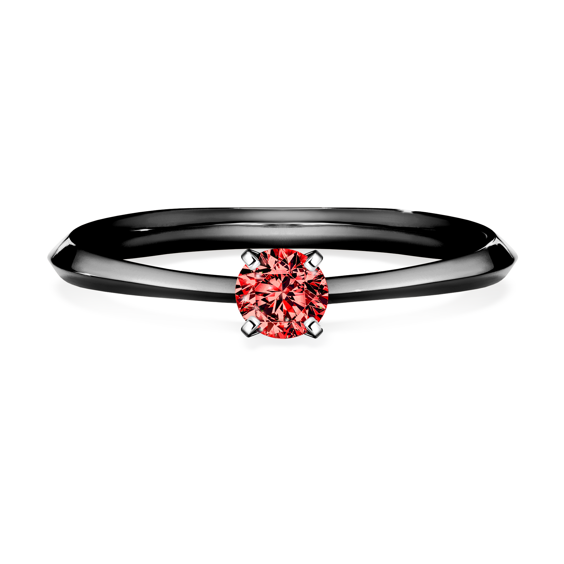 Pierścionek zaręczynowy My Angel z czarnego złota z czerwonym diamentem 0,17CT