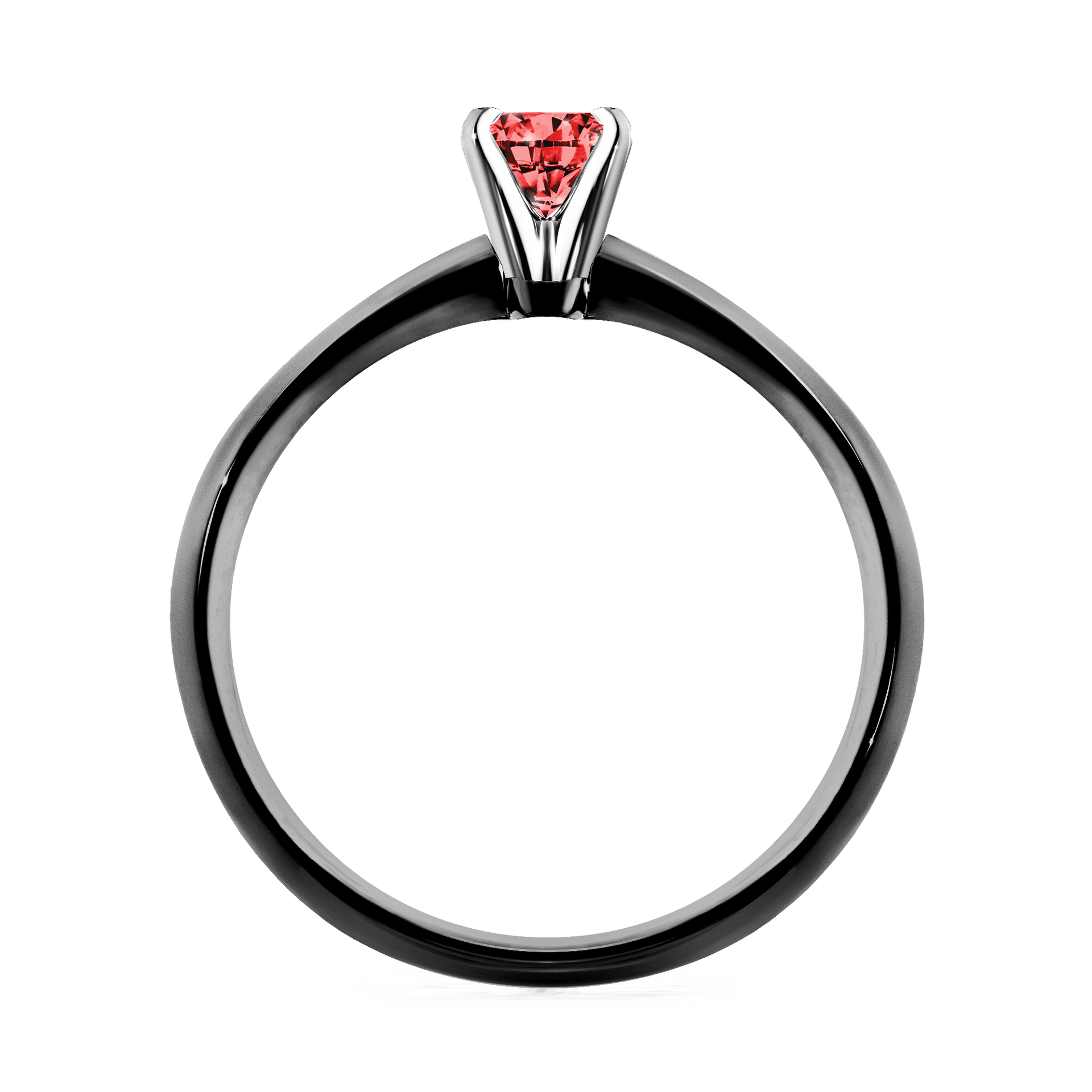 Pierścionek zaręczynowy My Angel z czarnego złota z czerwonym diamentem 0,17CT