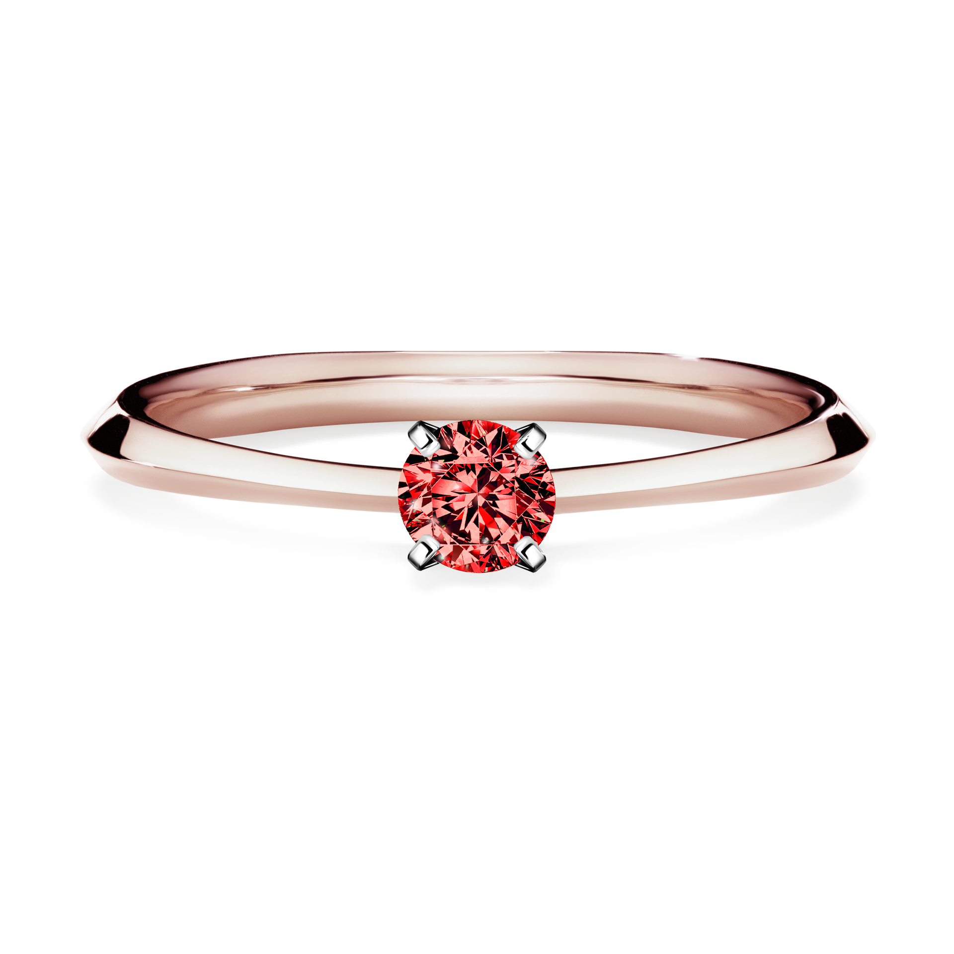Pierścionek zaręczynowy My Angel z różowego złota z czerwonym diamentem 0,17CT