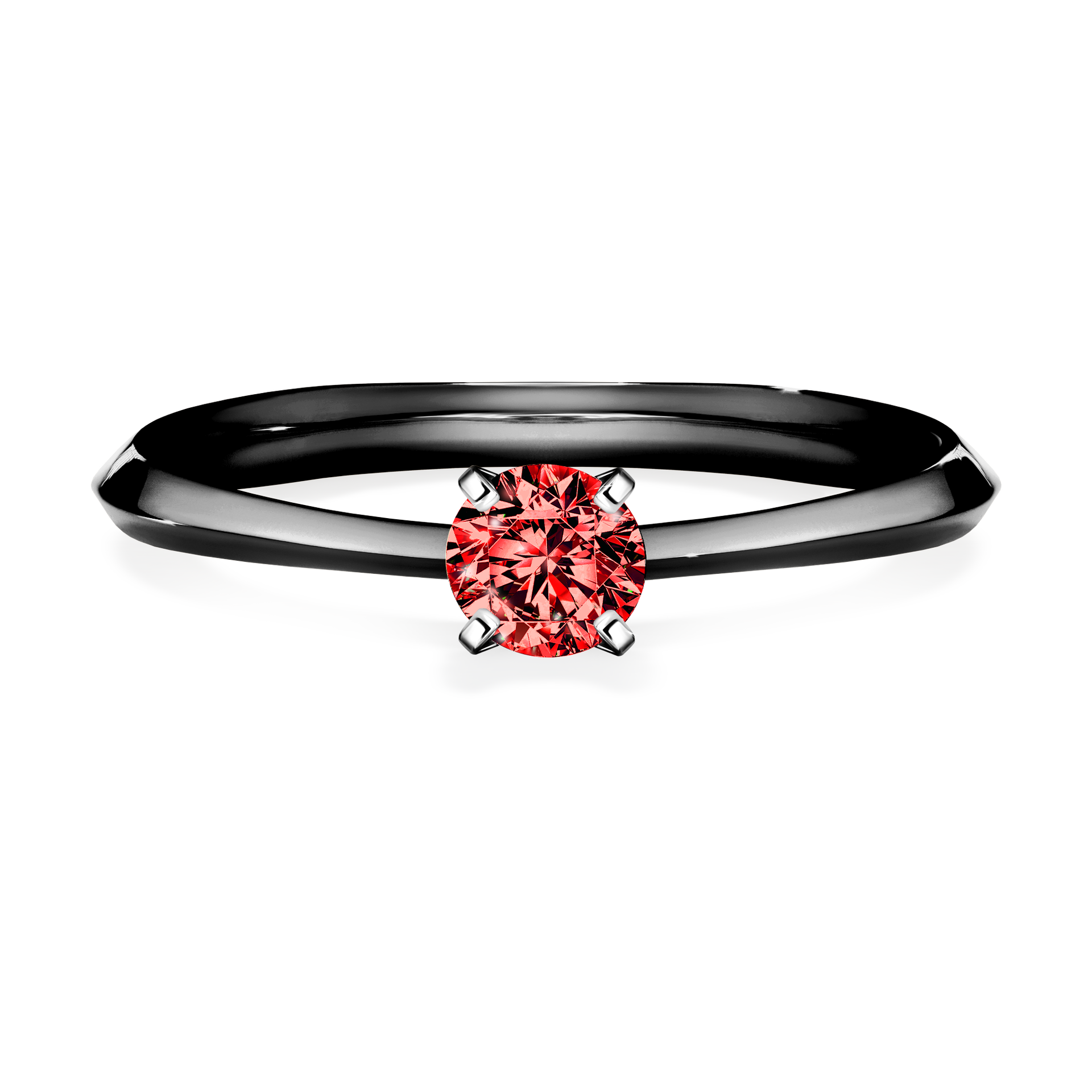 Pierścionek zaręczynowy My Angel z czarnego złota z czerwonym diamentem 0,25CT