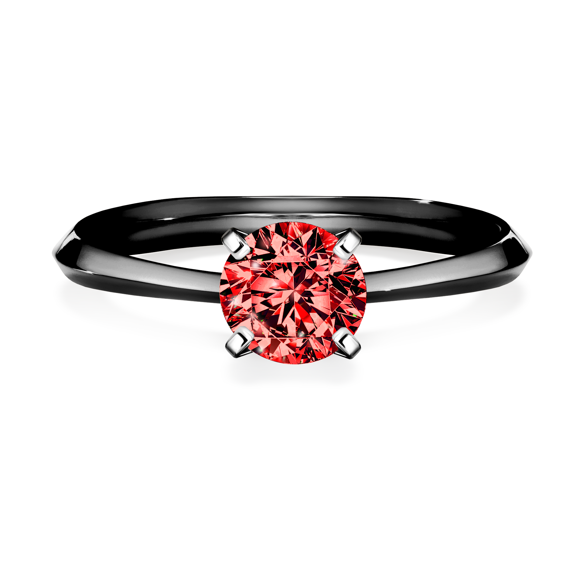 Pierścionek zaręczynowy My Angel z czarnego złota z czerwonym diamentem 0,80CT