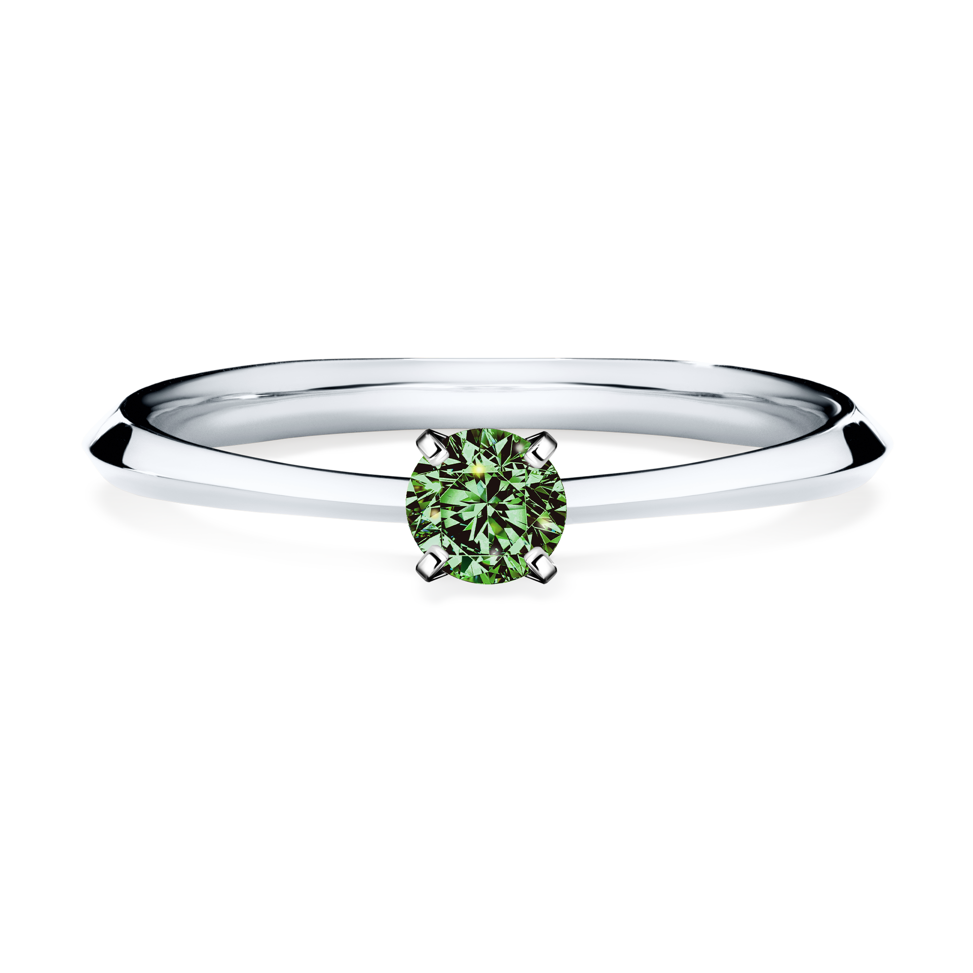 Pierścionek zaręczynowy My Angel z białego złota z ciemnym zielonym diamentem 0,17CT