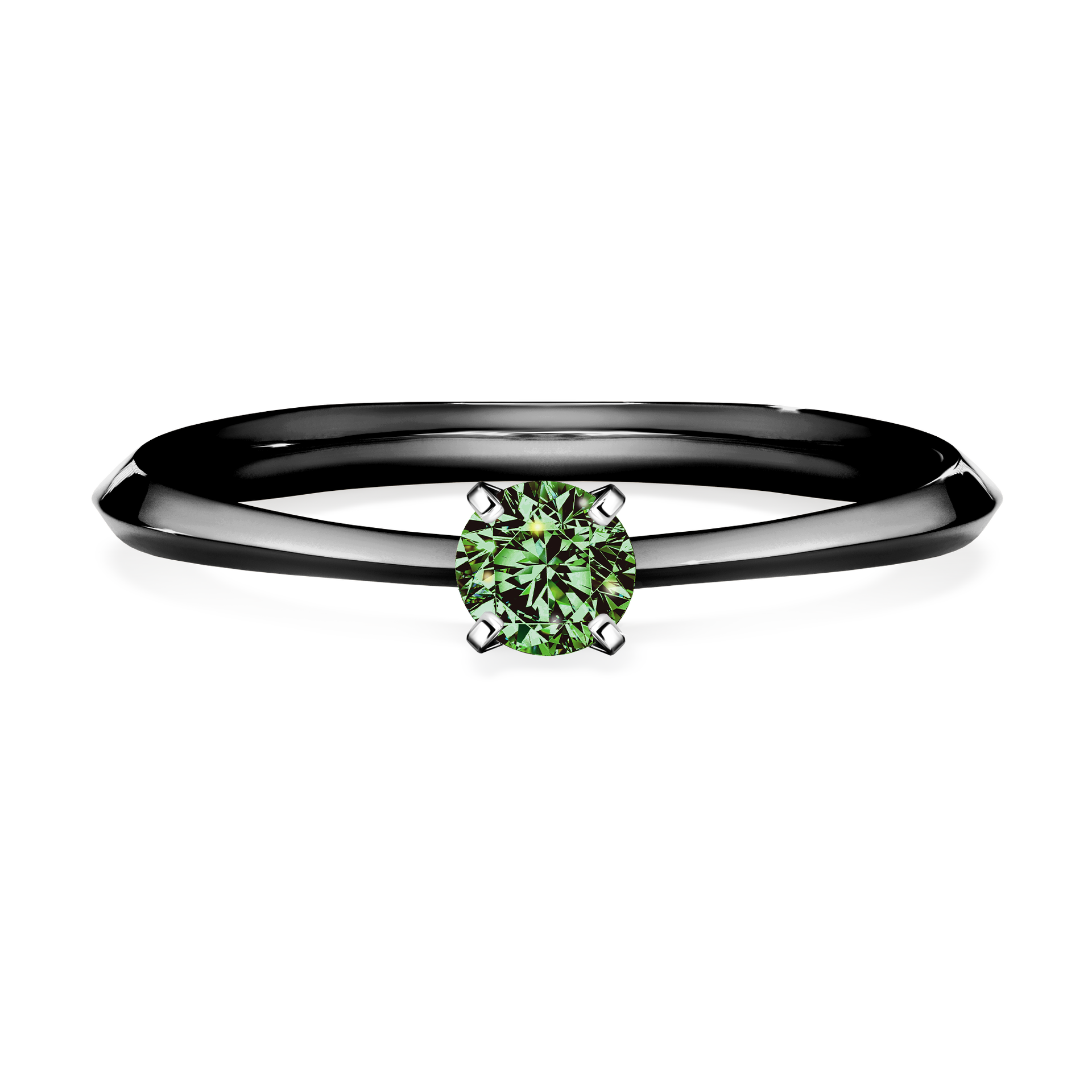 Pierścionek zaręczynowy My Angel z czarnego złota z ciemnym zielonym diamentem 0,17CT