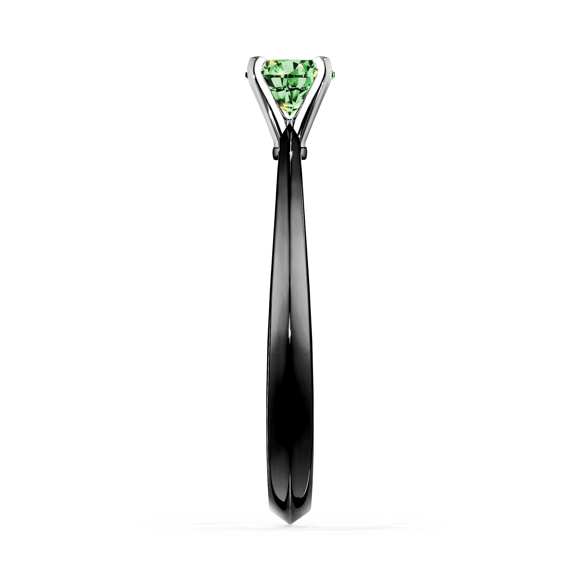 Pierścionek zaręczynowy My Angel z czarnego złota z ciemnym zielonym diamentem 0,17CT
