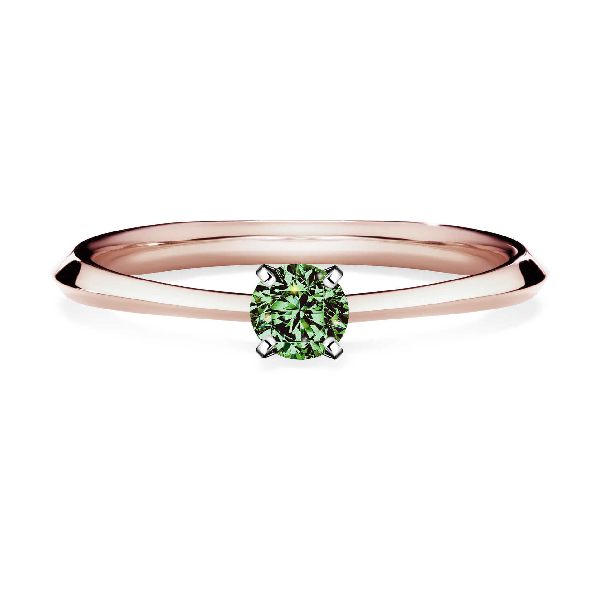 Pierścionek zaręczynowy My Angel z różowego złota z ciemnym zielonym diamentem 0,17CT