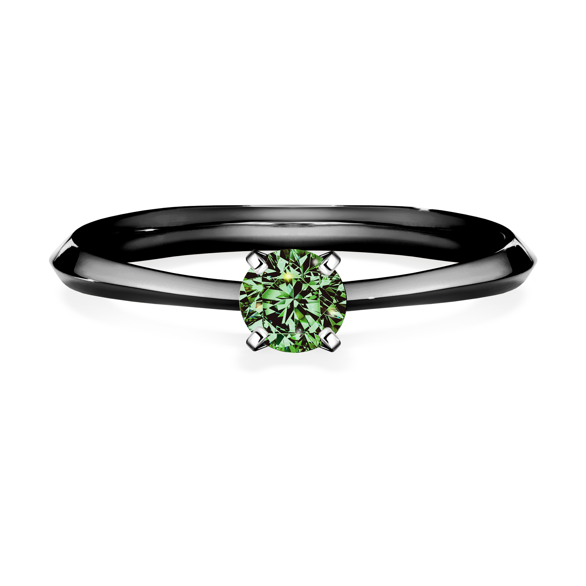 Pierścionek zaręczynowy My Angel z czarnego złota z ciemnym zielonym diamentem 0,25CT