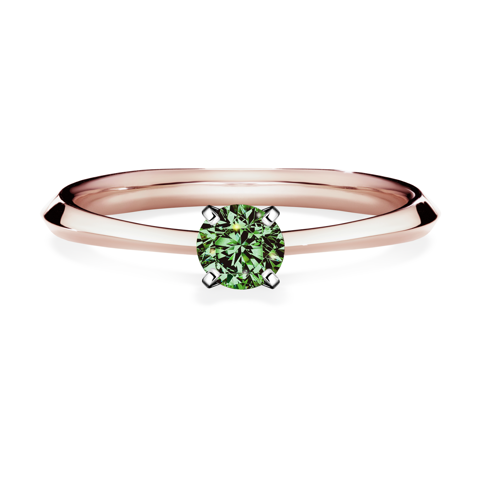 Pierścionek zaręczynowy My Angel z różowego złota z ciemnym zielonym diamentem 0,25CT