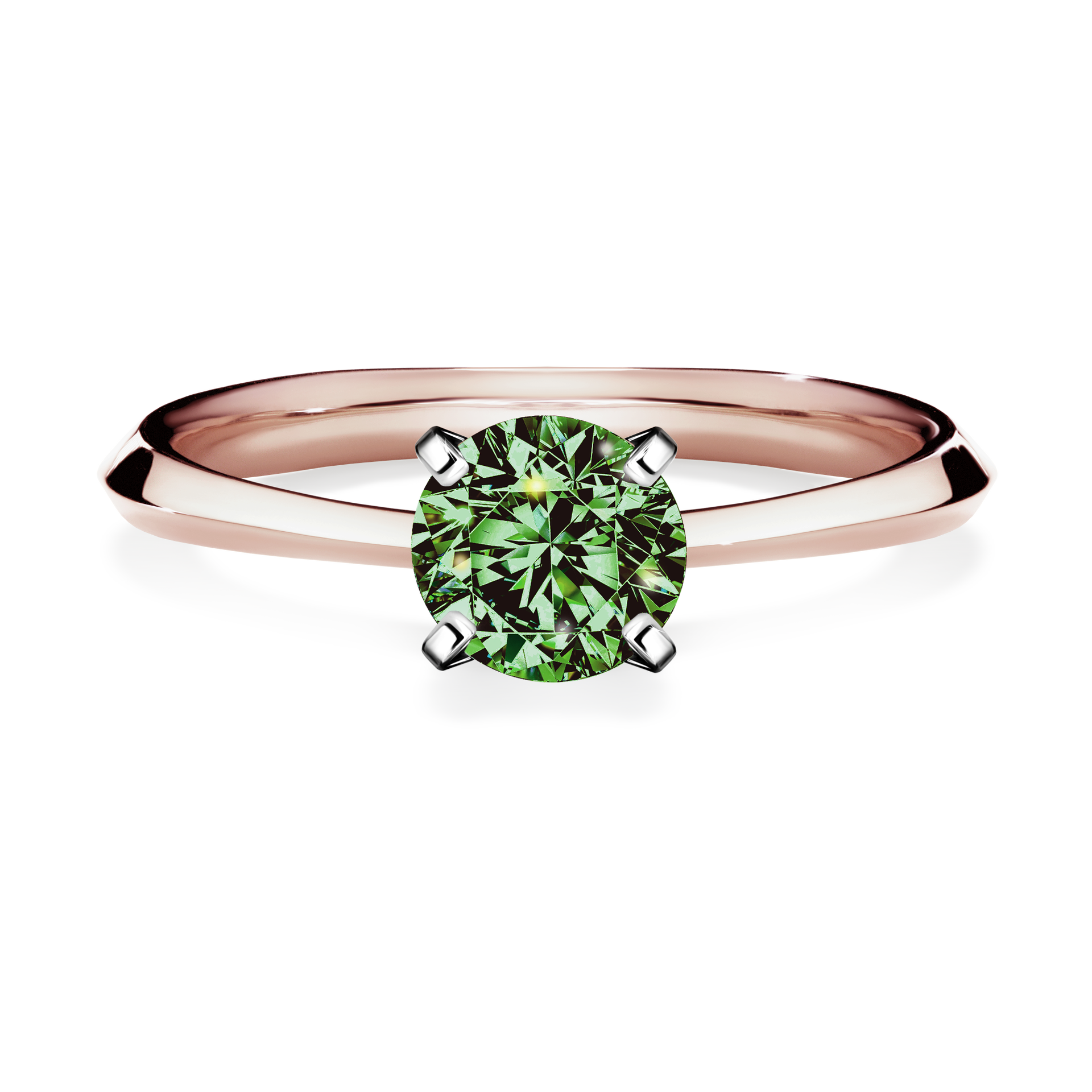 Pierścionek zaręczynowy My Angel z różowego złota z ciemnym zielonym diamentem 0,80CT