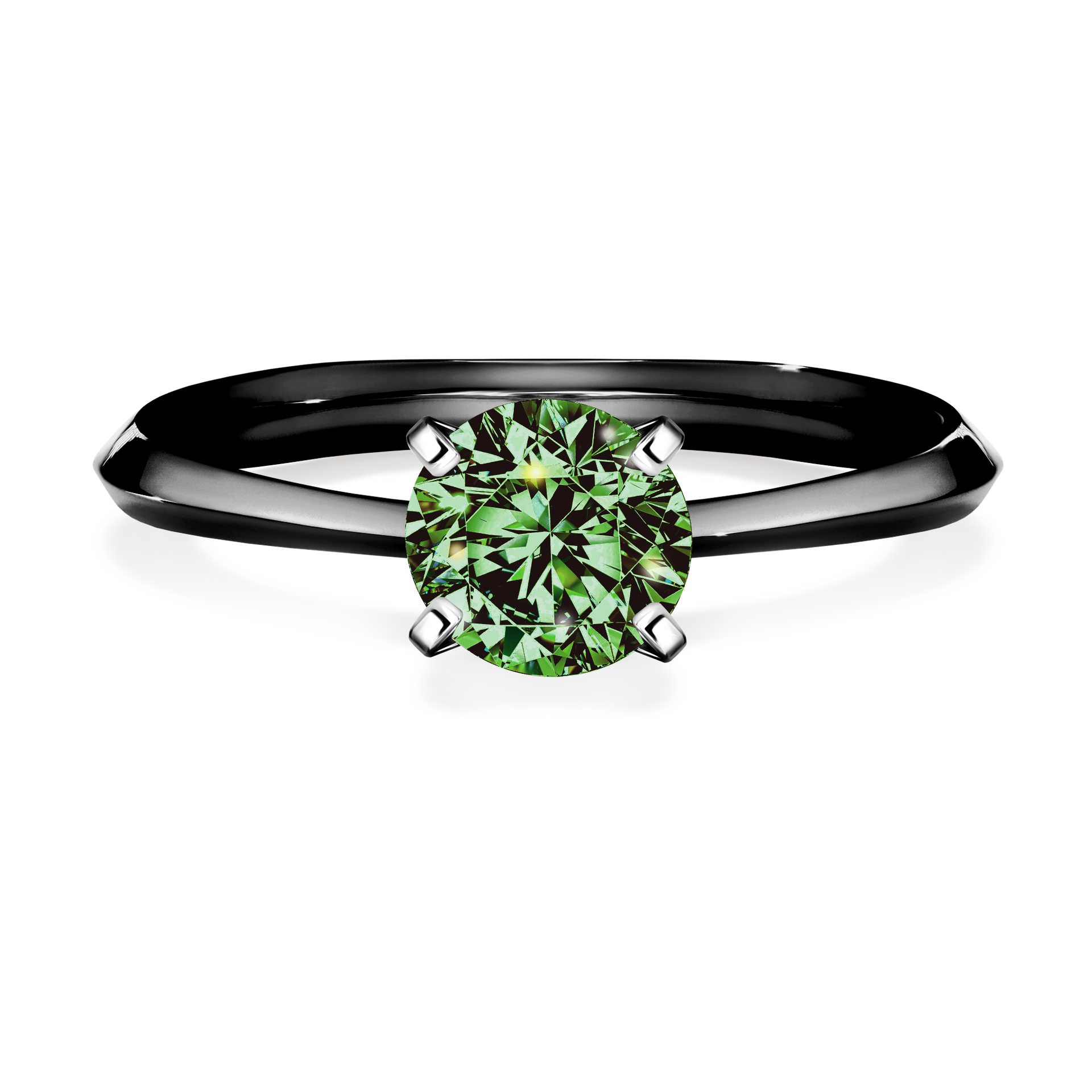 Pierścionek zaręczynowy My Angel z czarnego złota z ciemnym zielonym diamentem 1,00CT