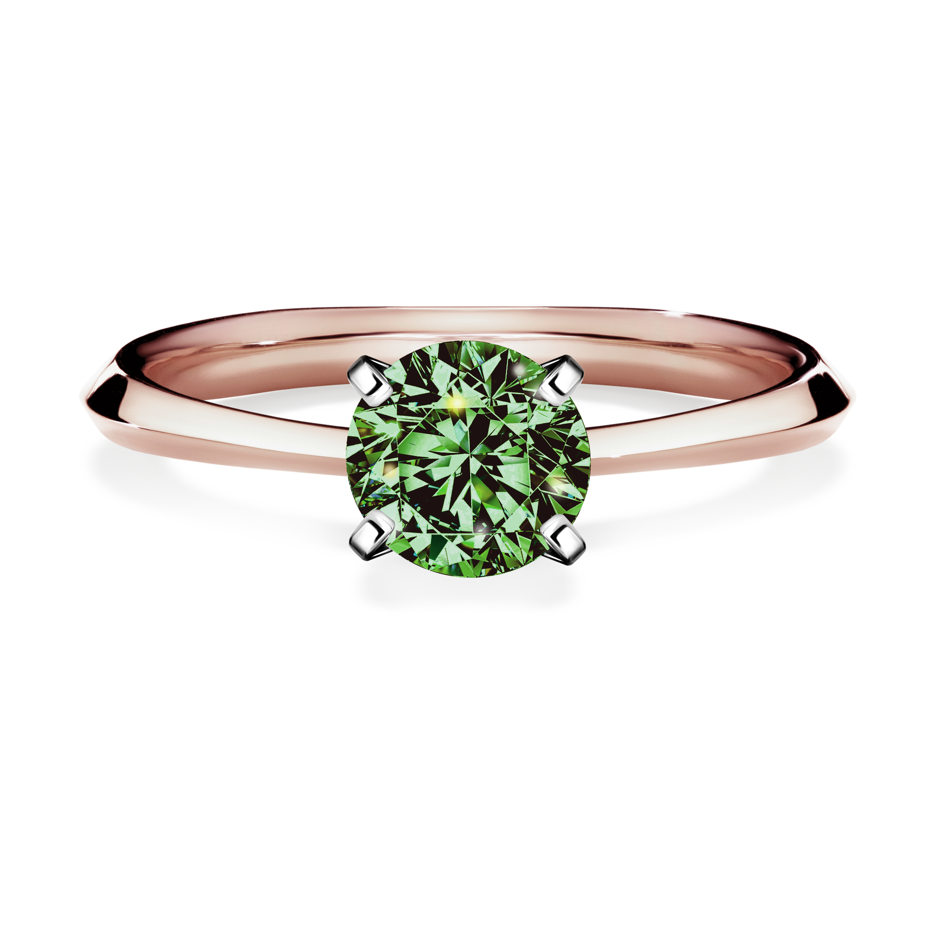 Pierścionek zaręczynowy My Angel z różowego złota z ciemnym zielonym diamentem 1,00CT