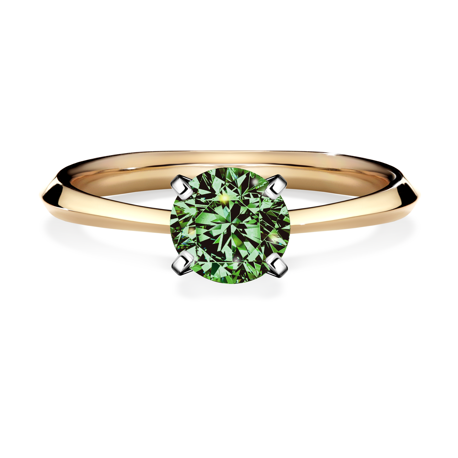 Pierścionek zaręczynowy My Angel z żółtego złota z ciemnym zielonym diamentem 1,00CT