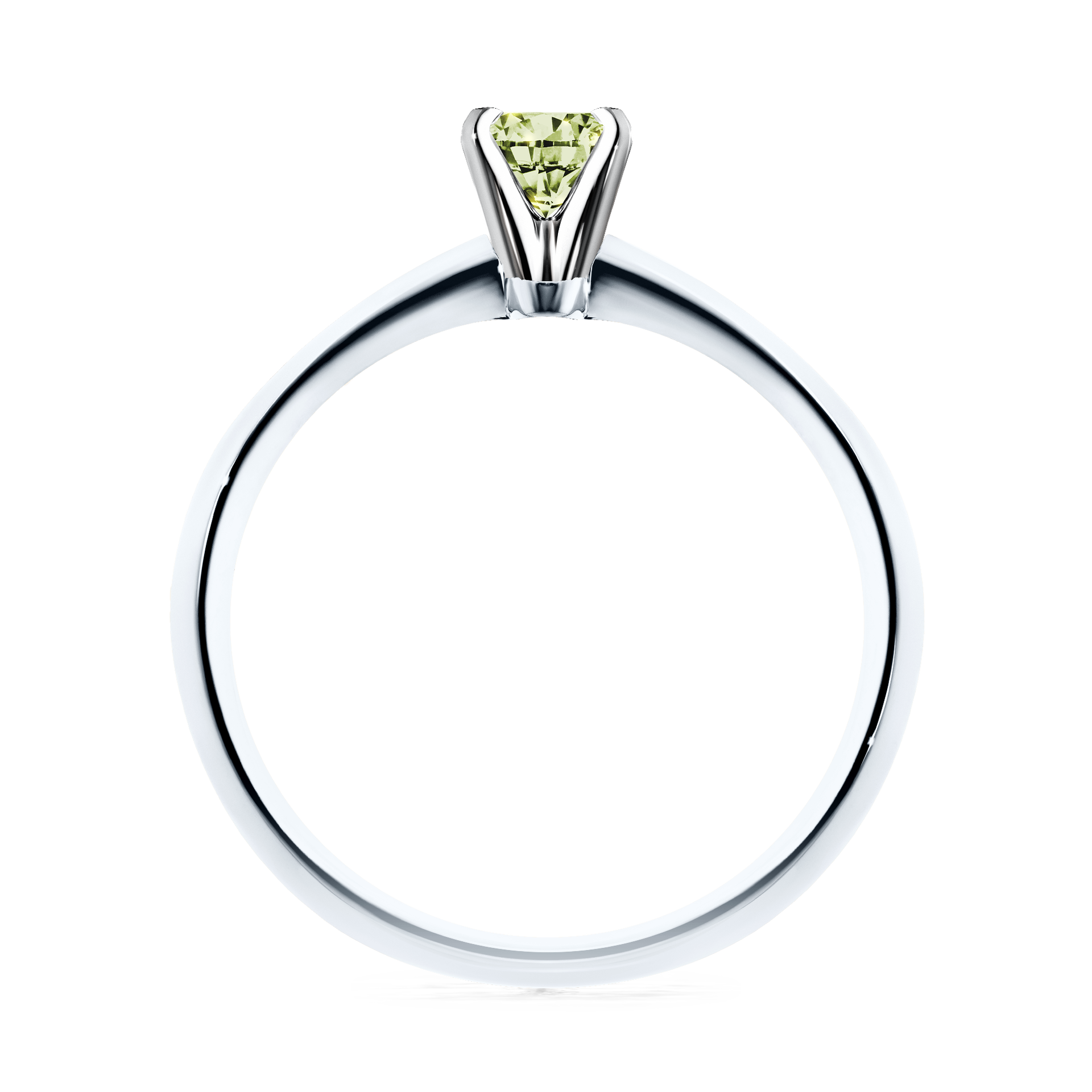 Pierścionek zaręczynowy My Angel z białego złota z jasnym zielonym diamentem 0,17CT