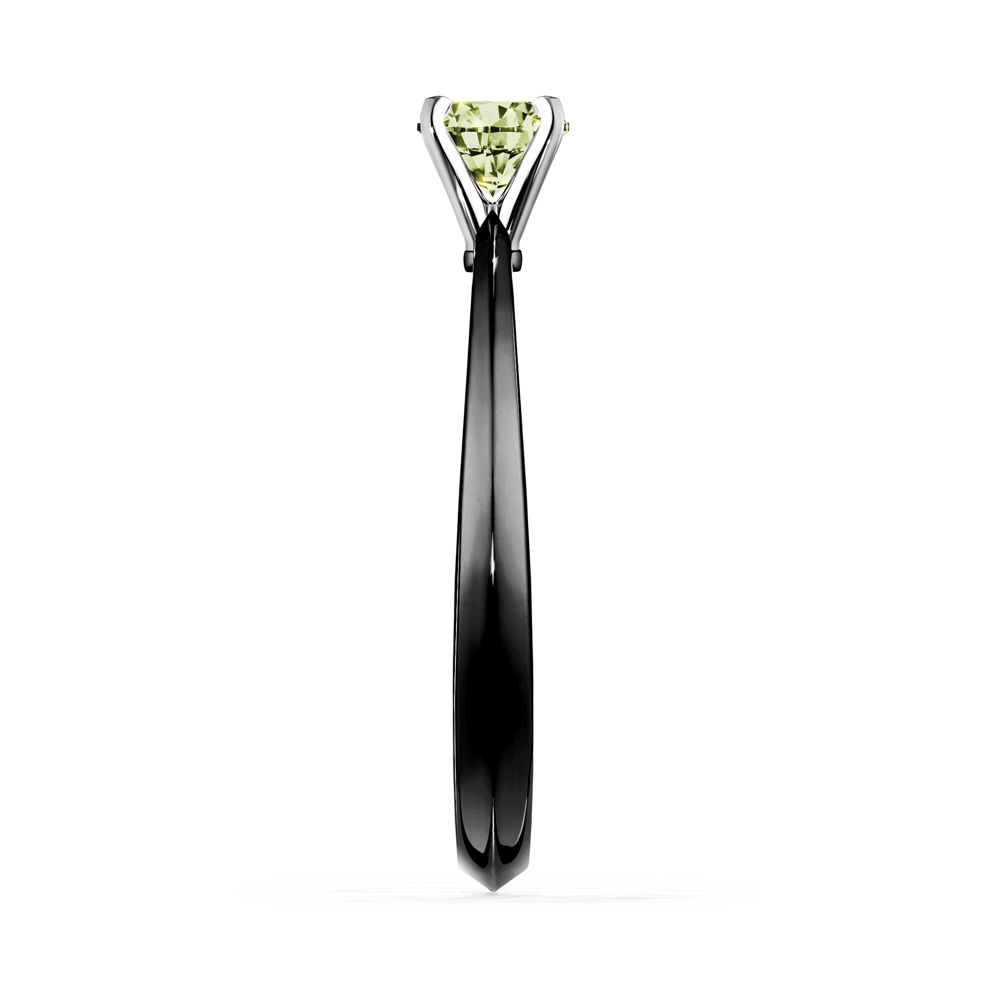 Pierścionek zaręczynowy My Angel z czarnego złota z jasnym zielonym diamentem 0,17CT