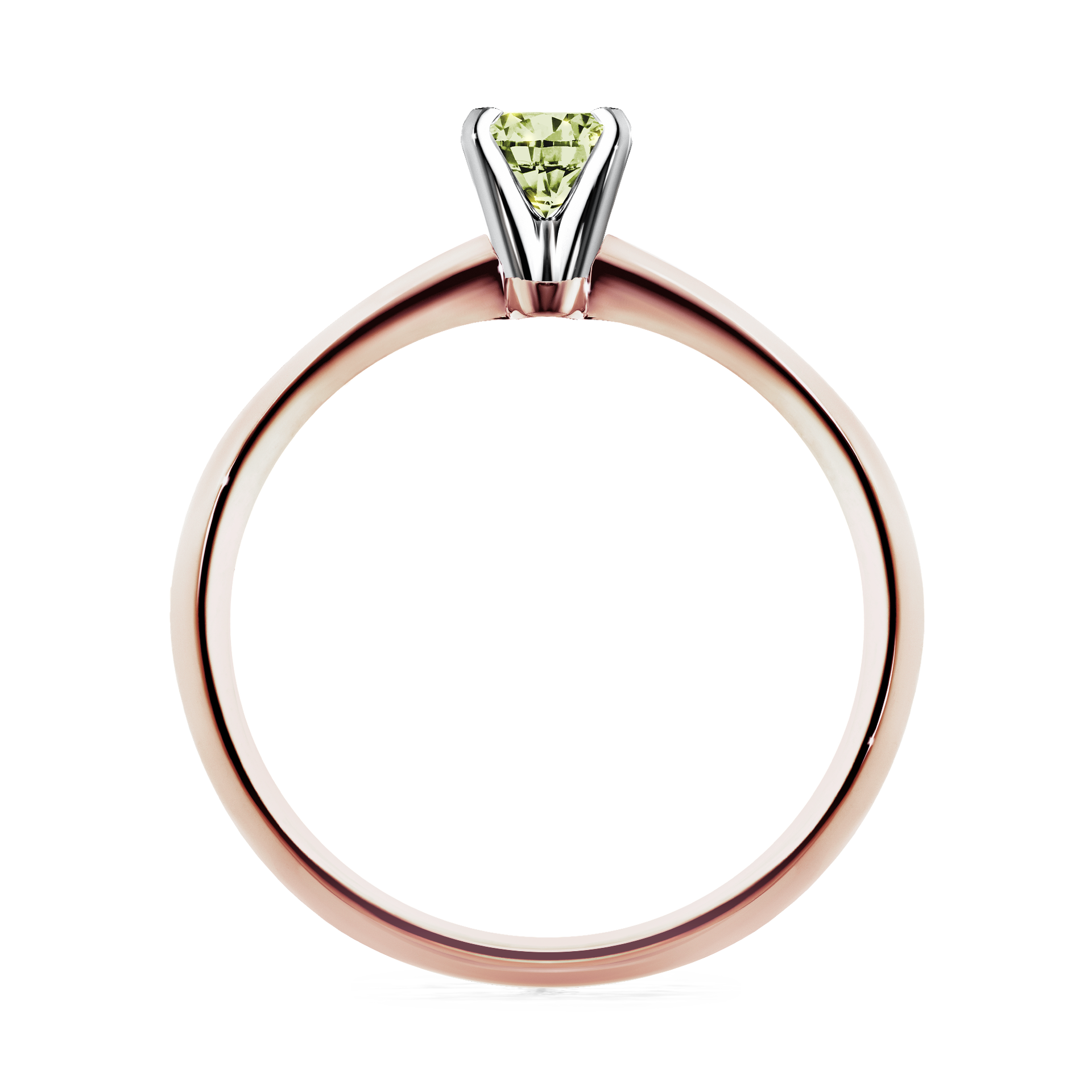 Pierścionek zaręczynowy My Angel z różowego złota z jasnym zielonym diamentem 0,17CT