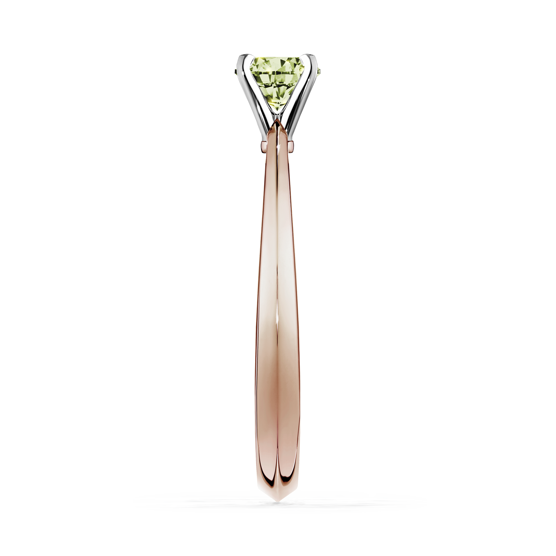 Pierścionek zaręczynowy My Angel z różowego złota z jasnym zielonym diamentem 0,17CT
