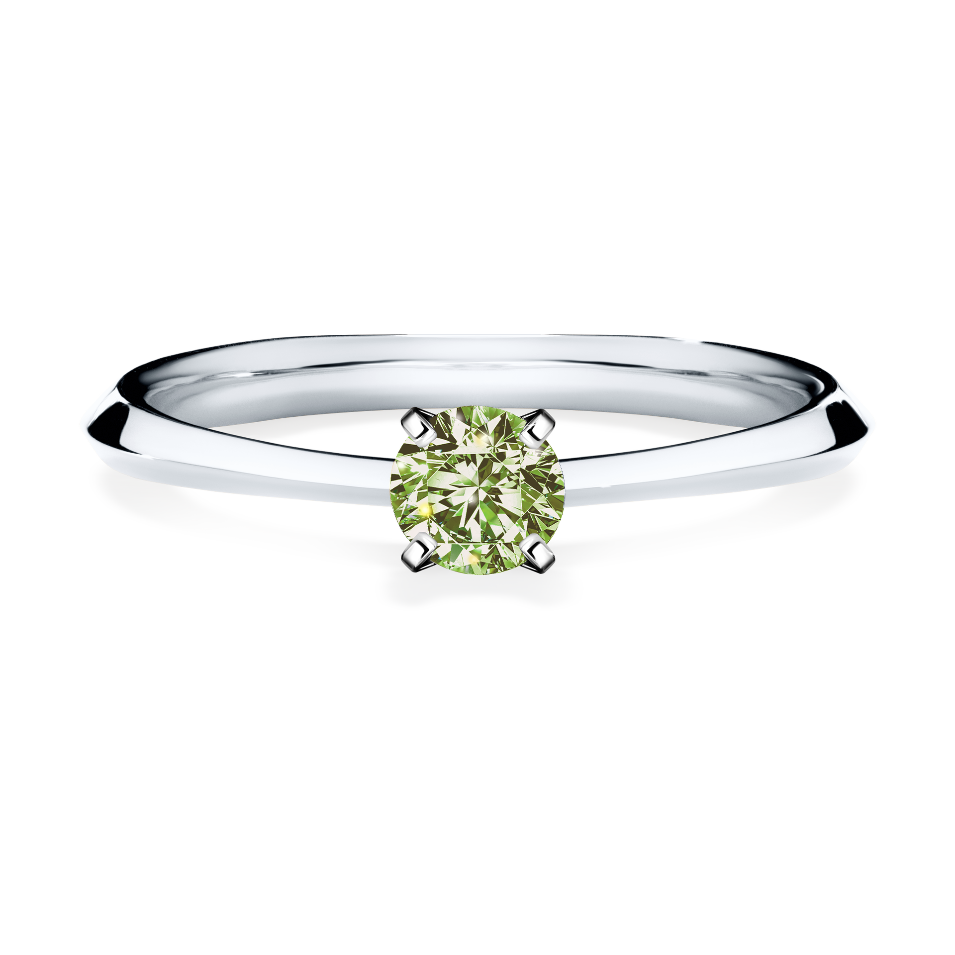 Pierścionek zaręczynowy My Angel z białego złota z jasnym zielonym diamentem 0,25CT