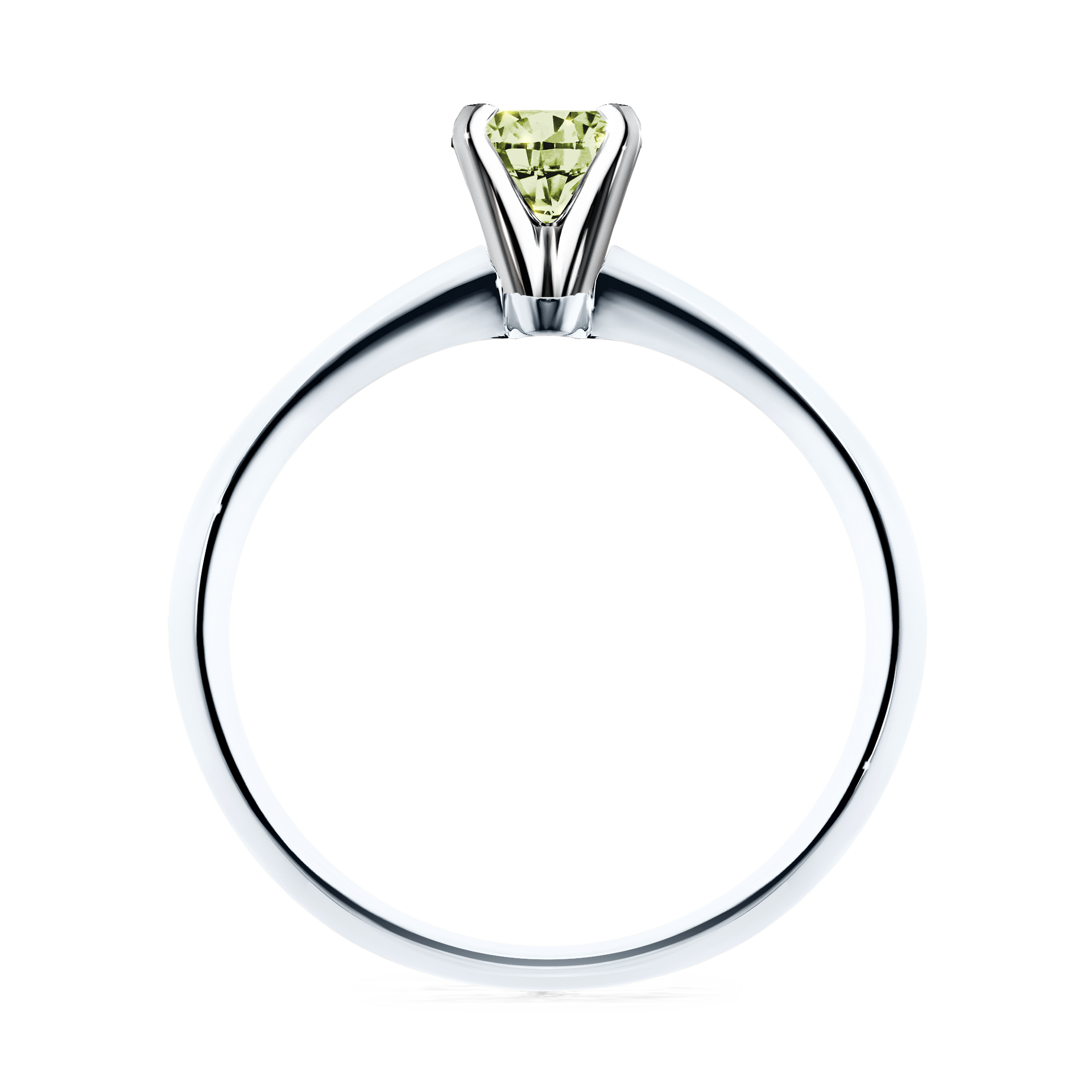 Pierścionek zaręczynowy My Angel z białego złota z jasnym zielonym diamentem 0,25CT