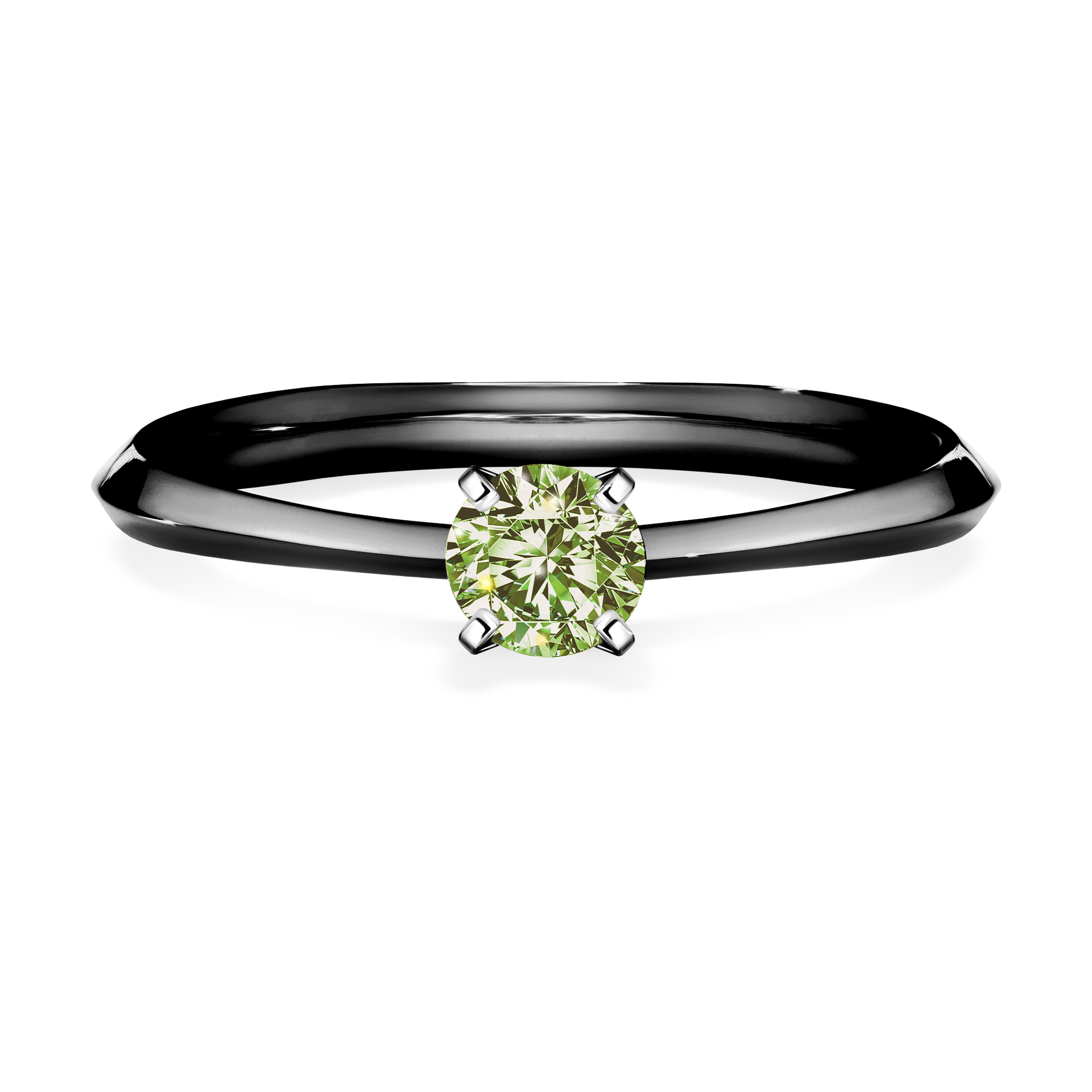 Pierścionek zaręczynowy My Angel z czarnego złota z jasnym zielonym diamentem 0,25CT