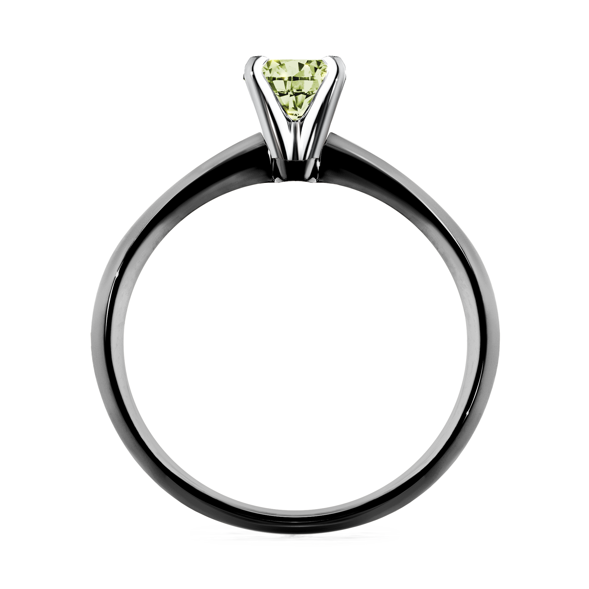 Pierścionek zaręczynowy My Angel z czarnego złota z jasnym zielonym diamentem 0,25CT