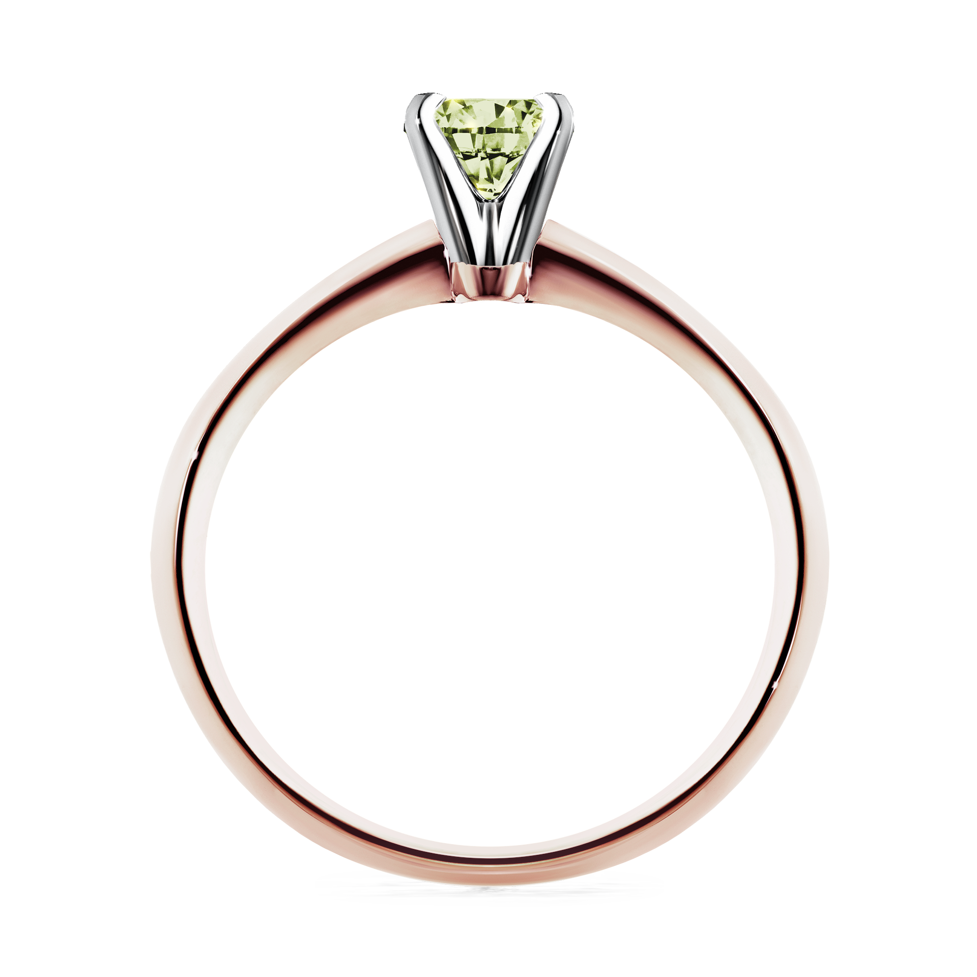 Pierścionek zaręczynowy My Angel z różowego złota z jasnym zielonym diamentem 0,25CT