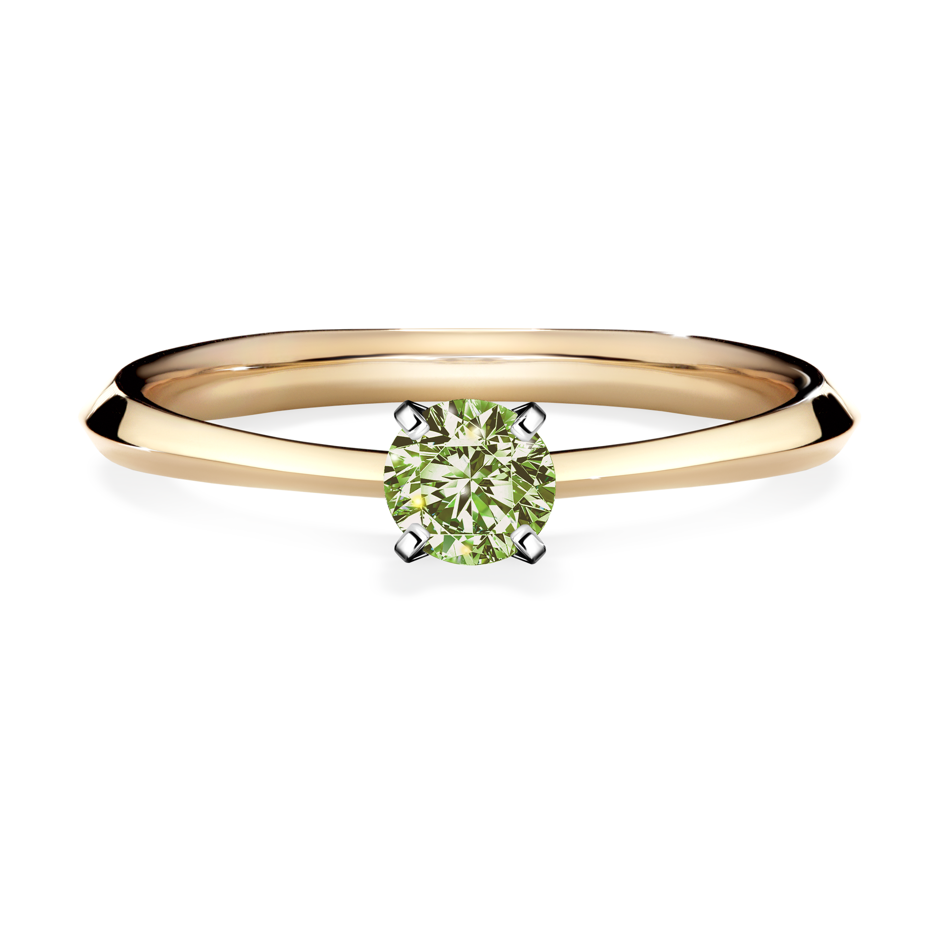 Pierścionek zaręczynowy My Angel z żółtego złota z jasnym zielonym diamentem 0,25CT