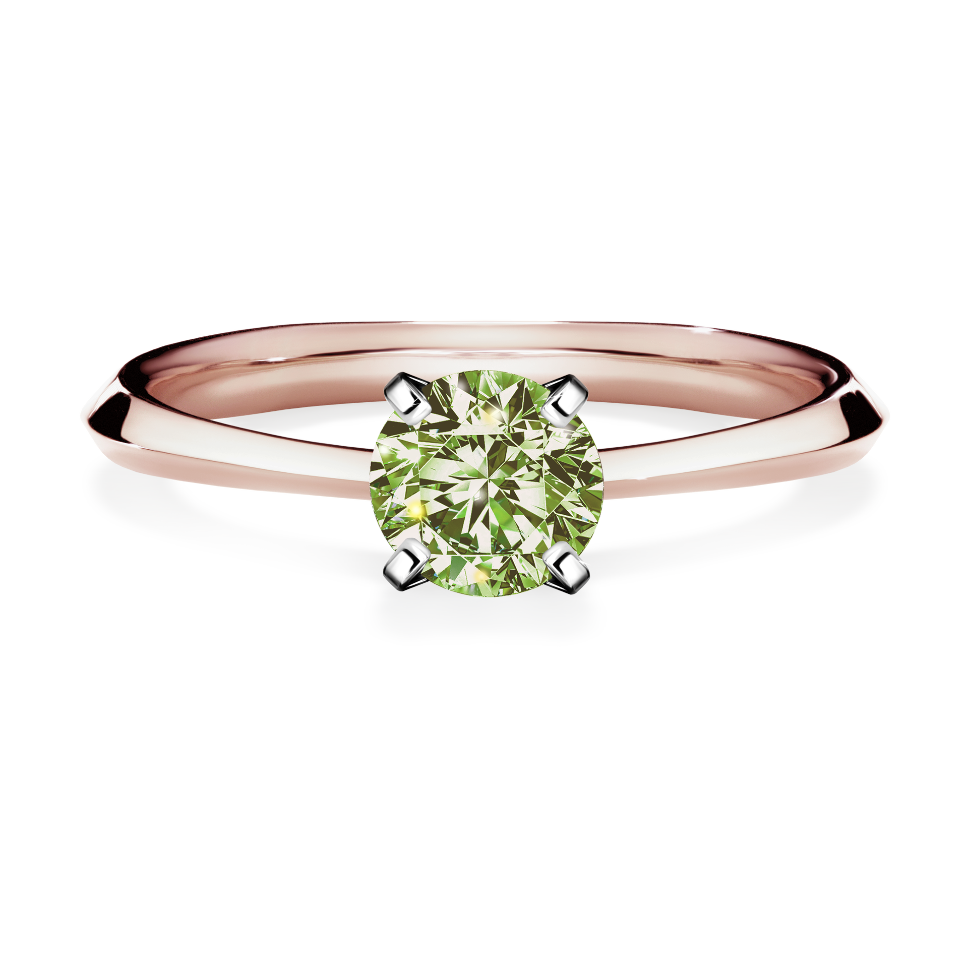 Pierścionek zaręczynowy My Angel z różowego złota z jasnym zielonym diamentem 0,50CT