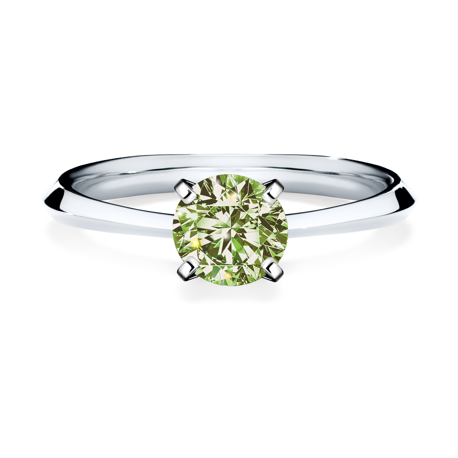 Pierścionek zaręczynowy My Angel z białego złota z jasnym zielonym diamentem 0,80CT