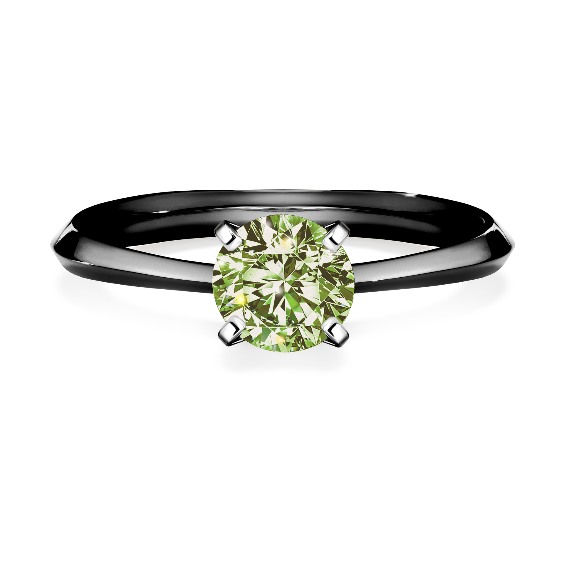 Pierścionek zaręczynowy My Angel z czarnego złota z jasnym zielonym diamentem 0,80CT