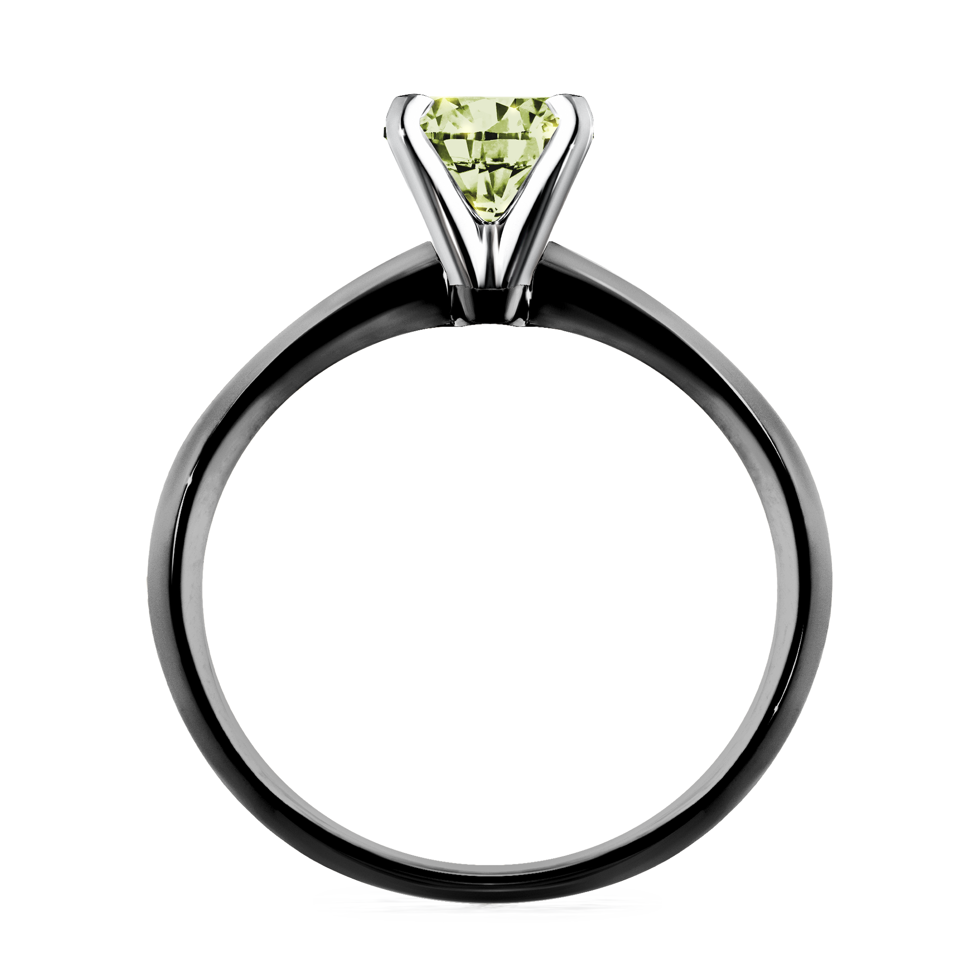 Pierścionek zaręczynowy My Angel z czarnego złota z jasnym zielonym diamentem 0,80CT