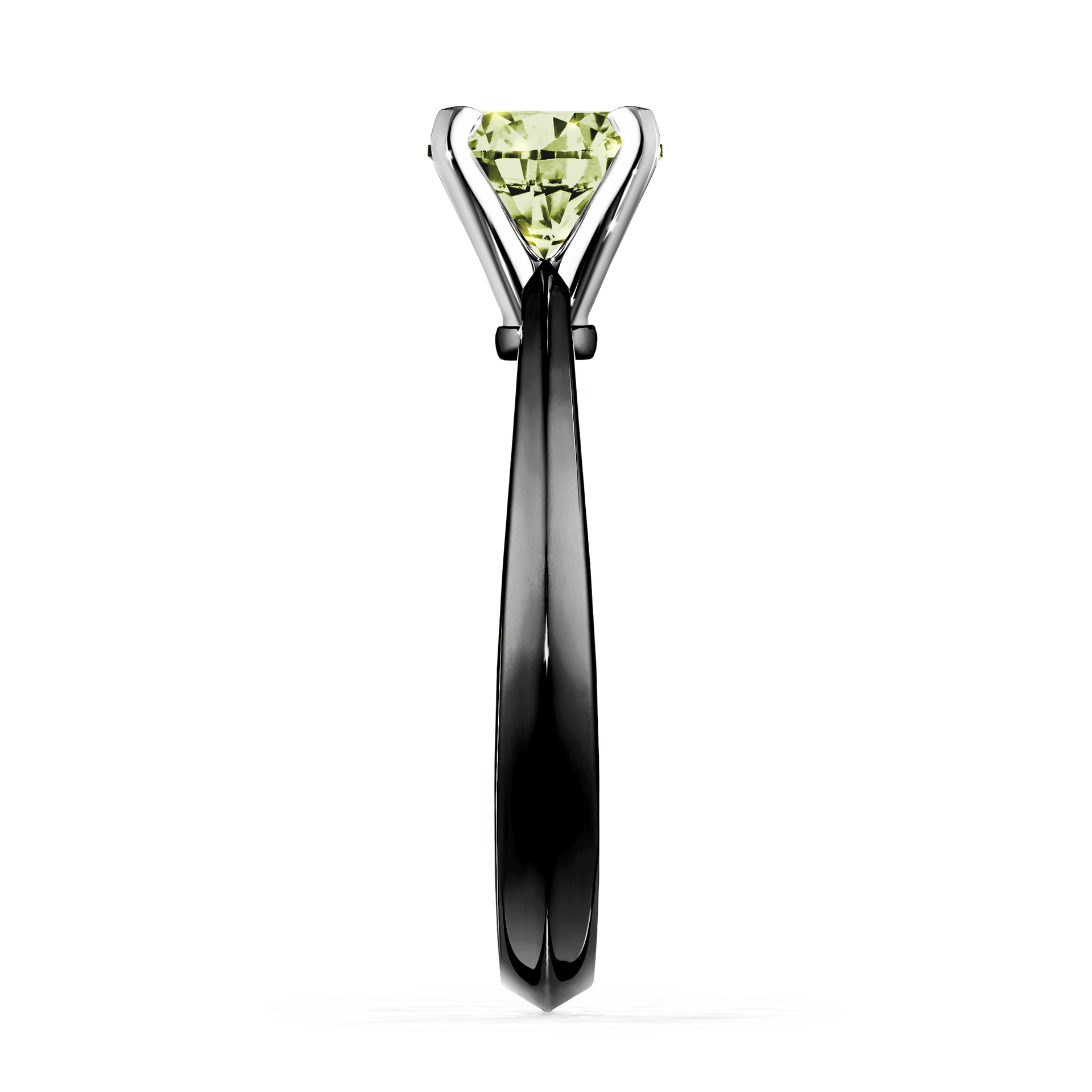 Pierścionek zaręczynowy My Angel z czarnego złota z jasnym zielonym diamentem 0,80CT