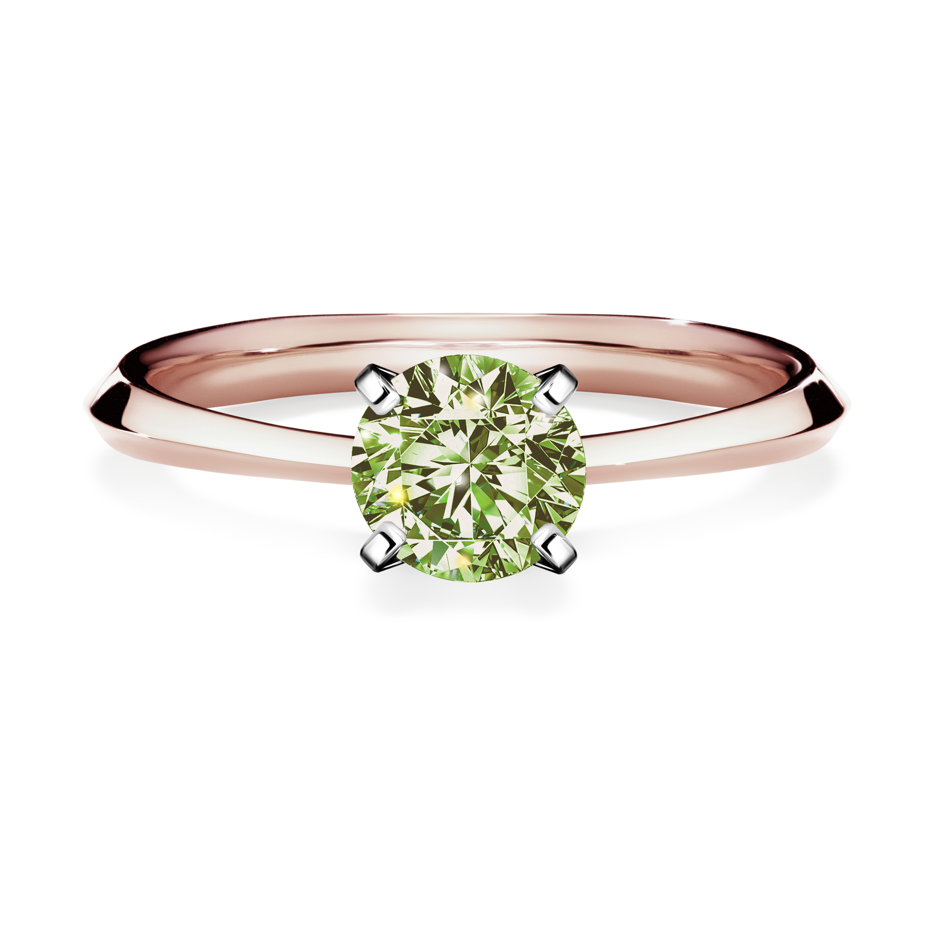 Pierścionek zaręczynowy My Angel z różowego złota z jasnym zielonym diamentem 0,80CT