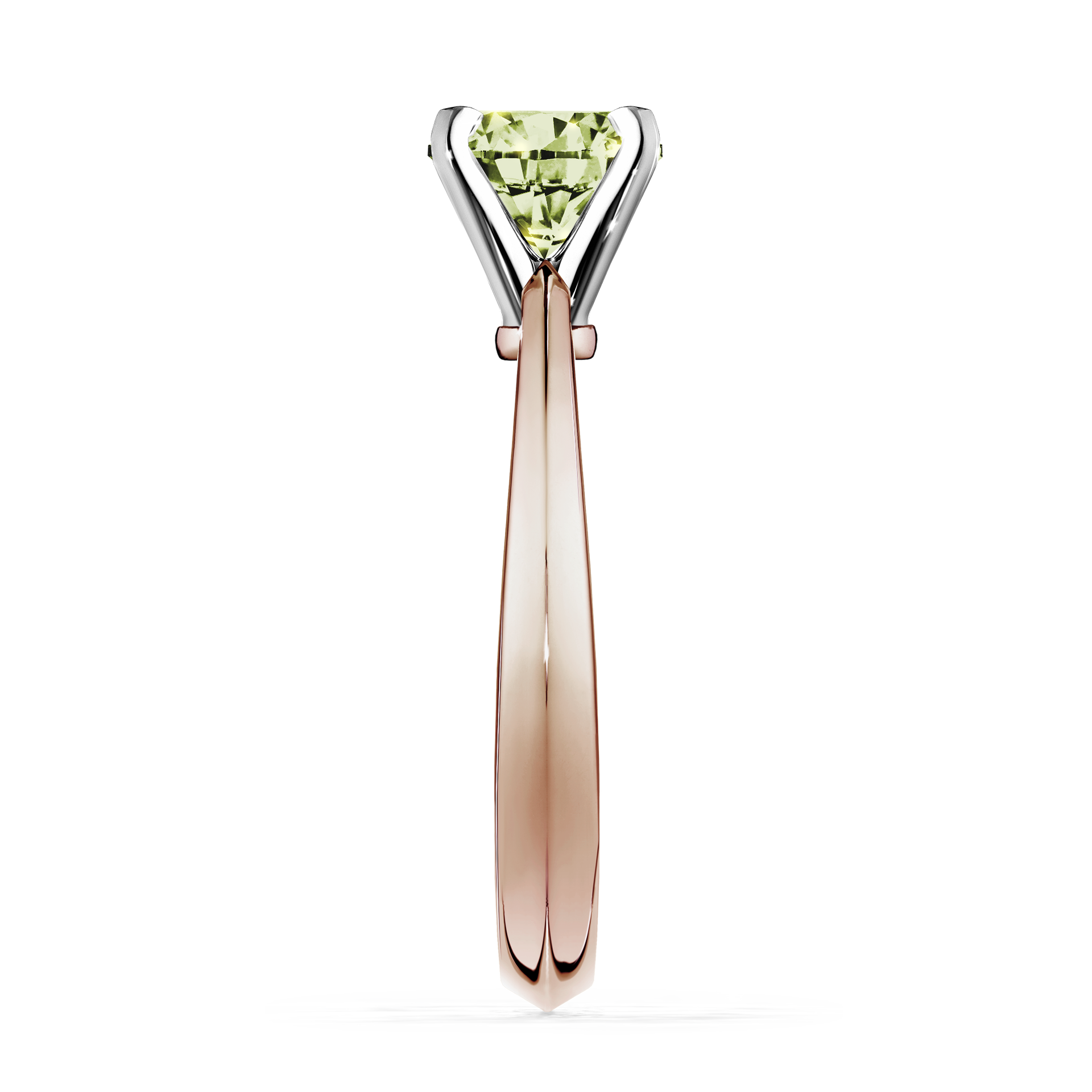 Pierścionek zaręczynowy My Angel z różowego złota z jasnym zielonym diamentem 0,80CT