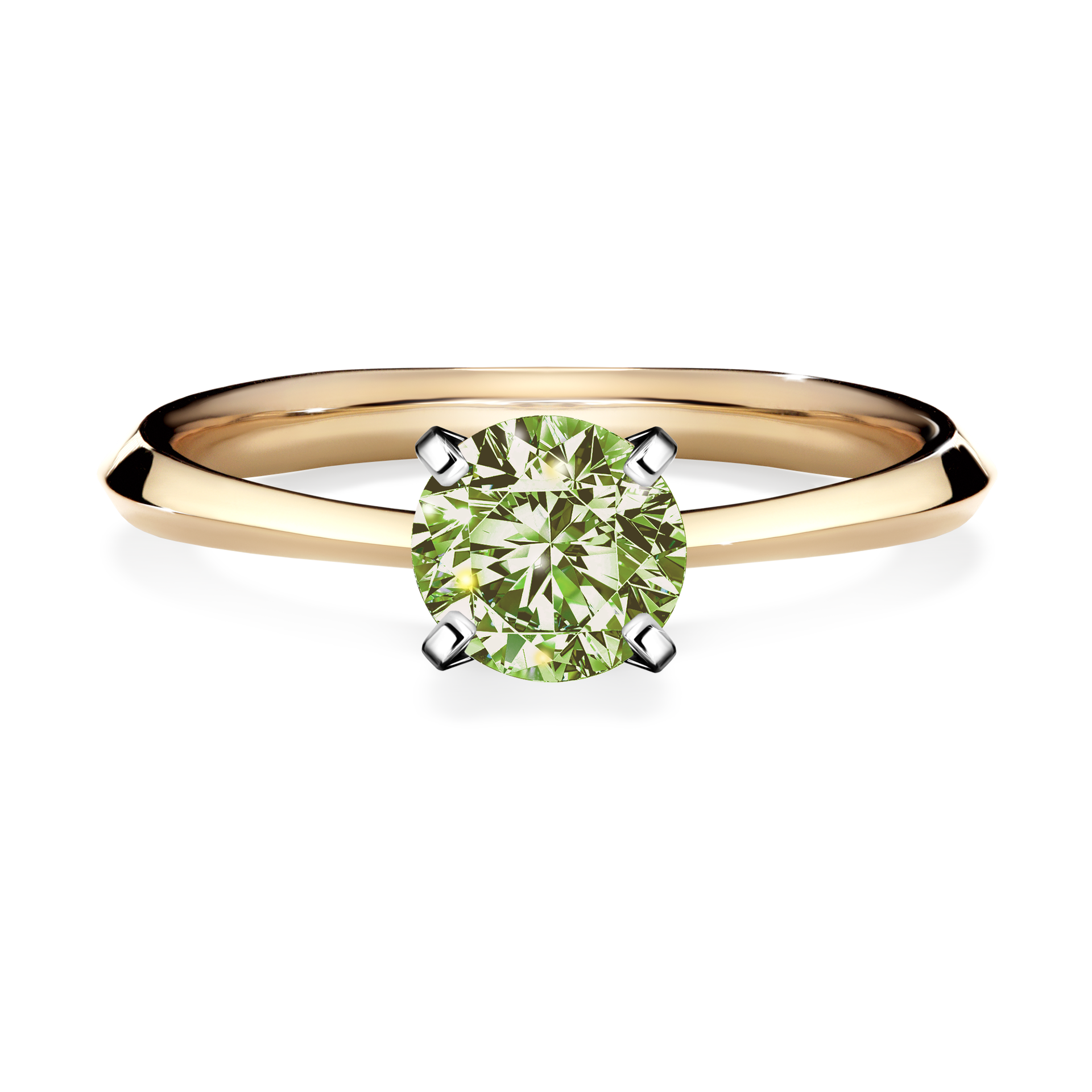 Pierścionek zaręczynowy My Angel z żółtego złota z jasnym zielonym diamentem 0,80CT