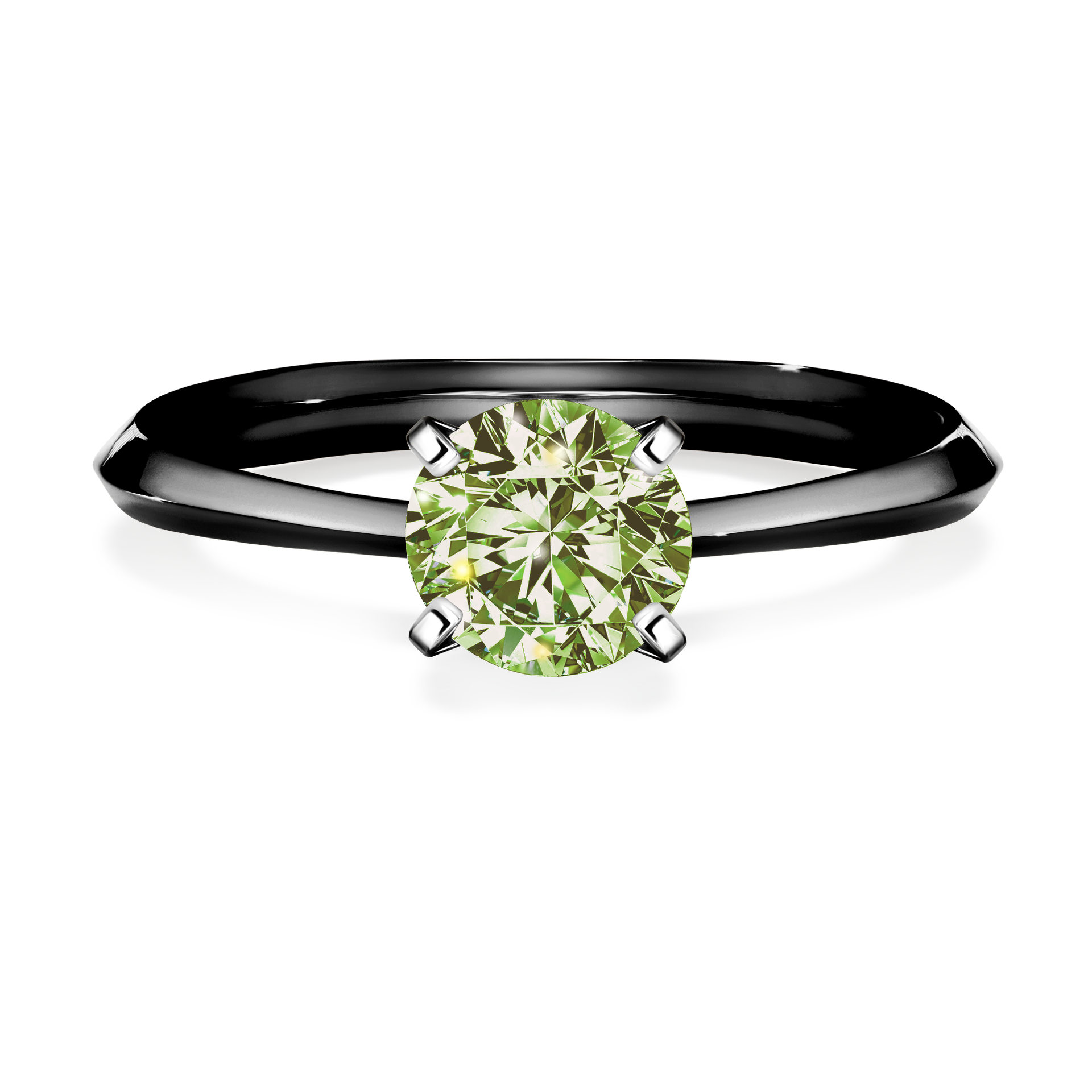 Pierścionek zaręczynowy My Angel z czarnego złota z jasnym zielonym diamentem 1,00CT