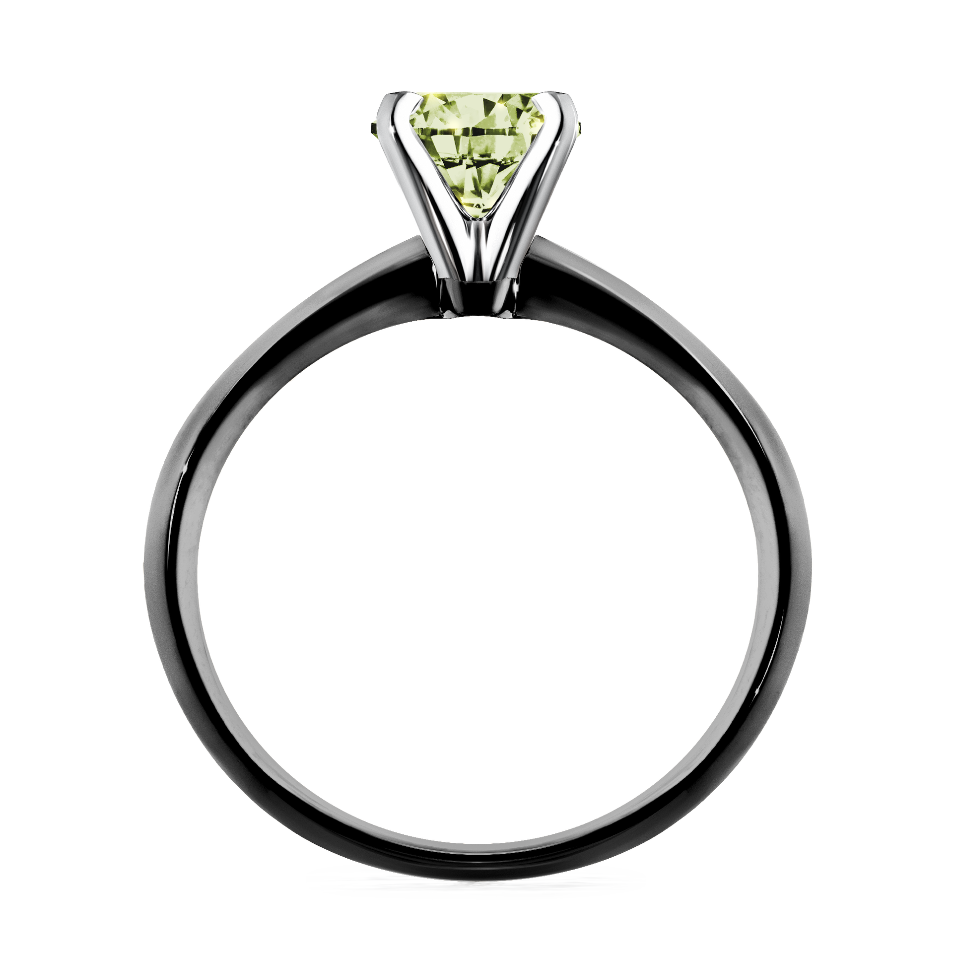 Pierścionek zaręczynowy My Angel z czarnego złota z jasnym zielonym diamentem 1,00CT