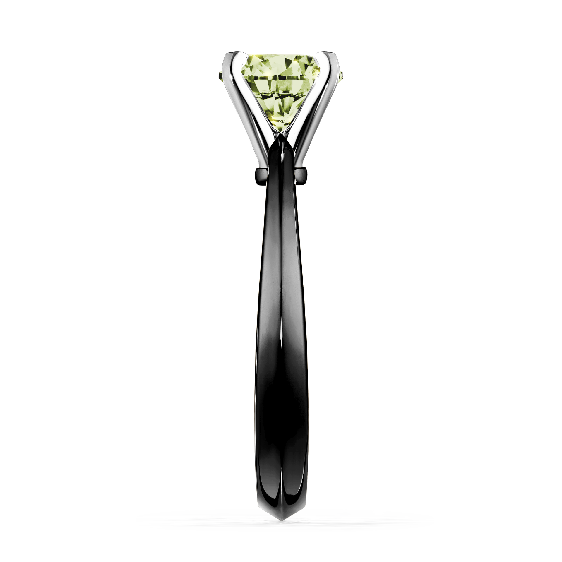 Pierścionek zaręczynowy My Angel z czarnego złota z jasnym zielonym diamentem 1,00CT