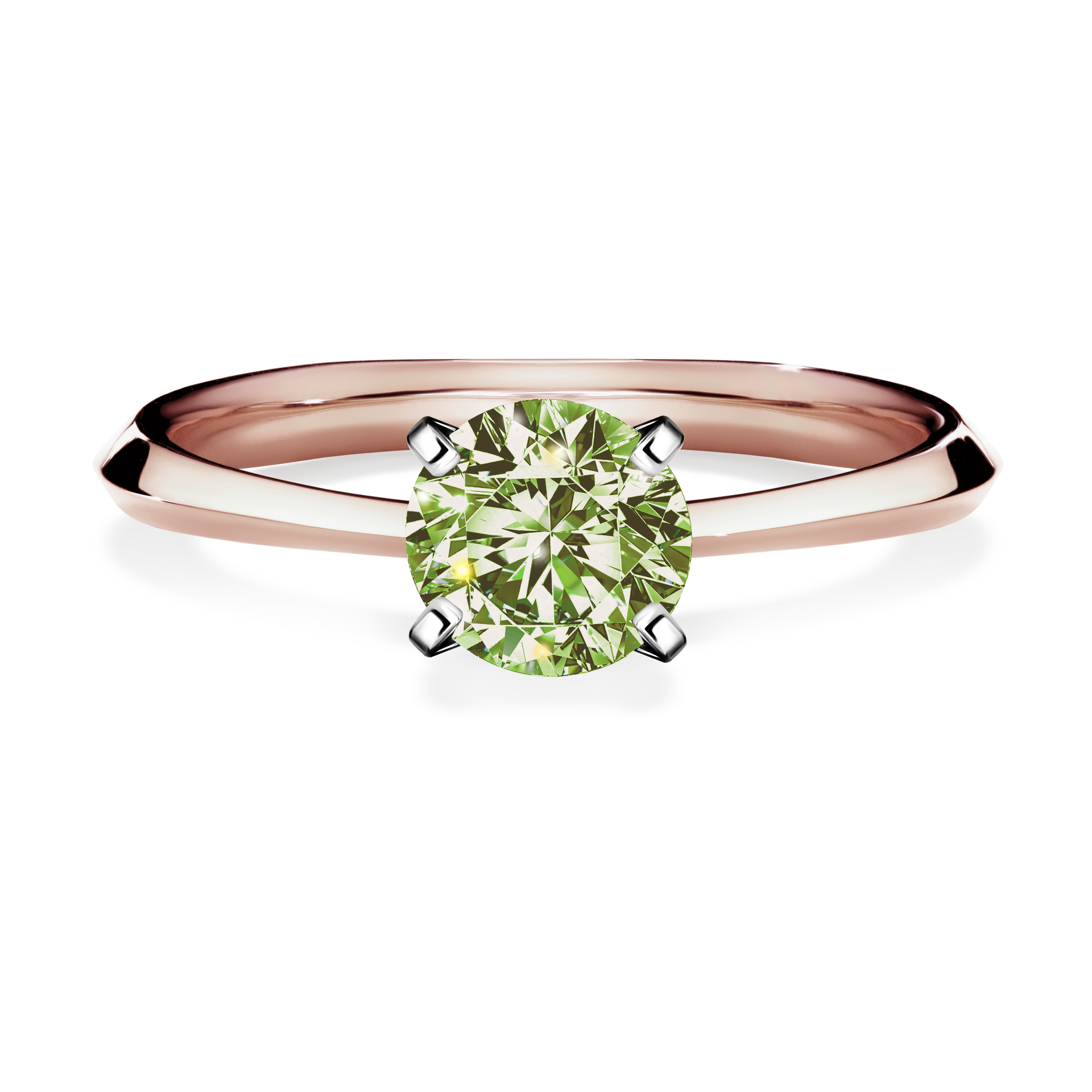 Pierścionek zaręczynowy My Angel z różowego złota z jasnym zielonym diamentem 1,00CT