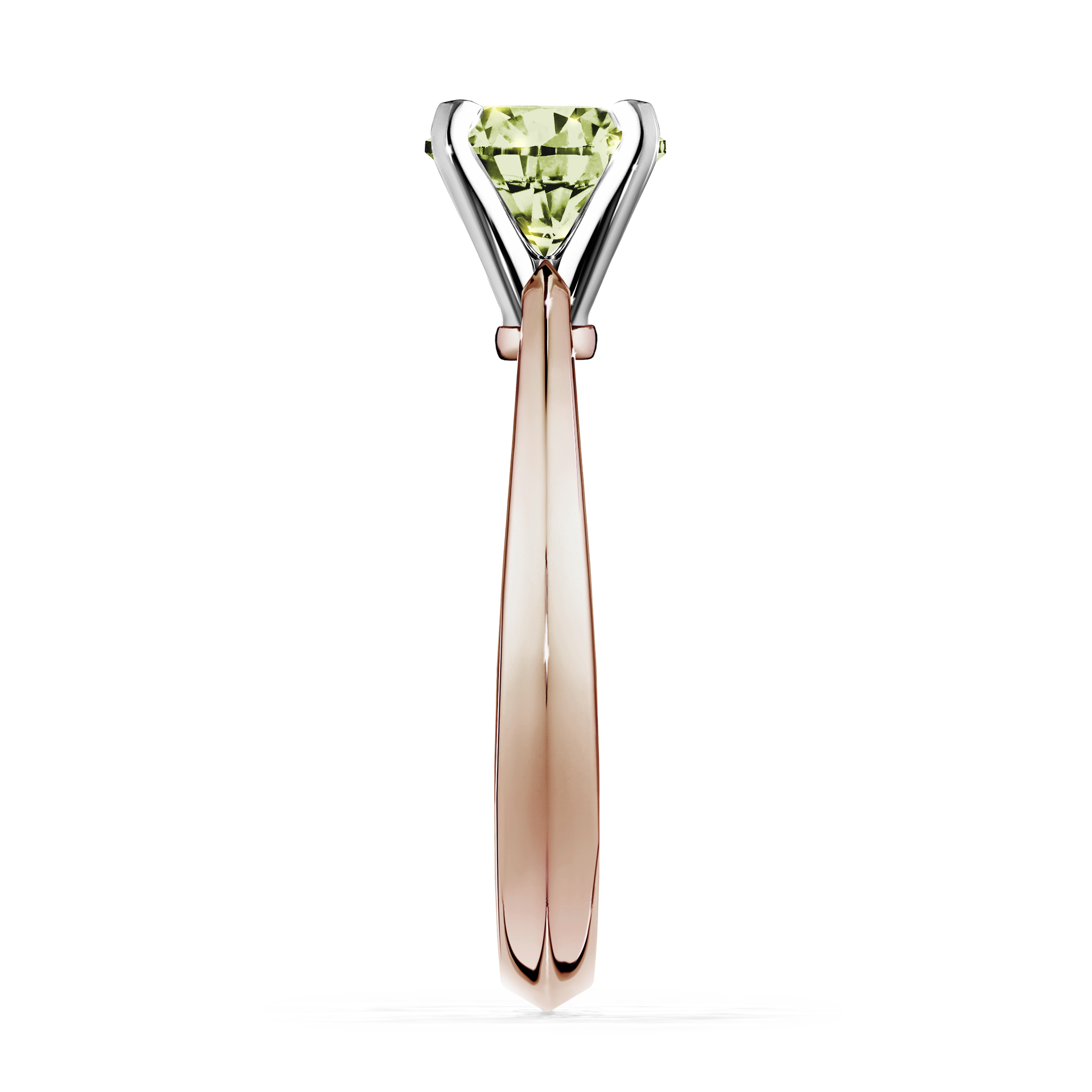 Pierścionek zaręczynowy My Angel z różowego złota z jasnym zielonym diamentem 1,00CT