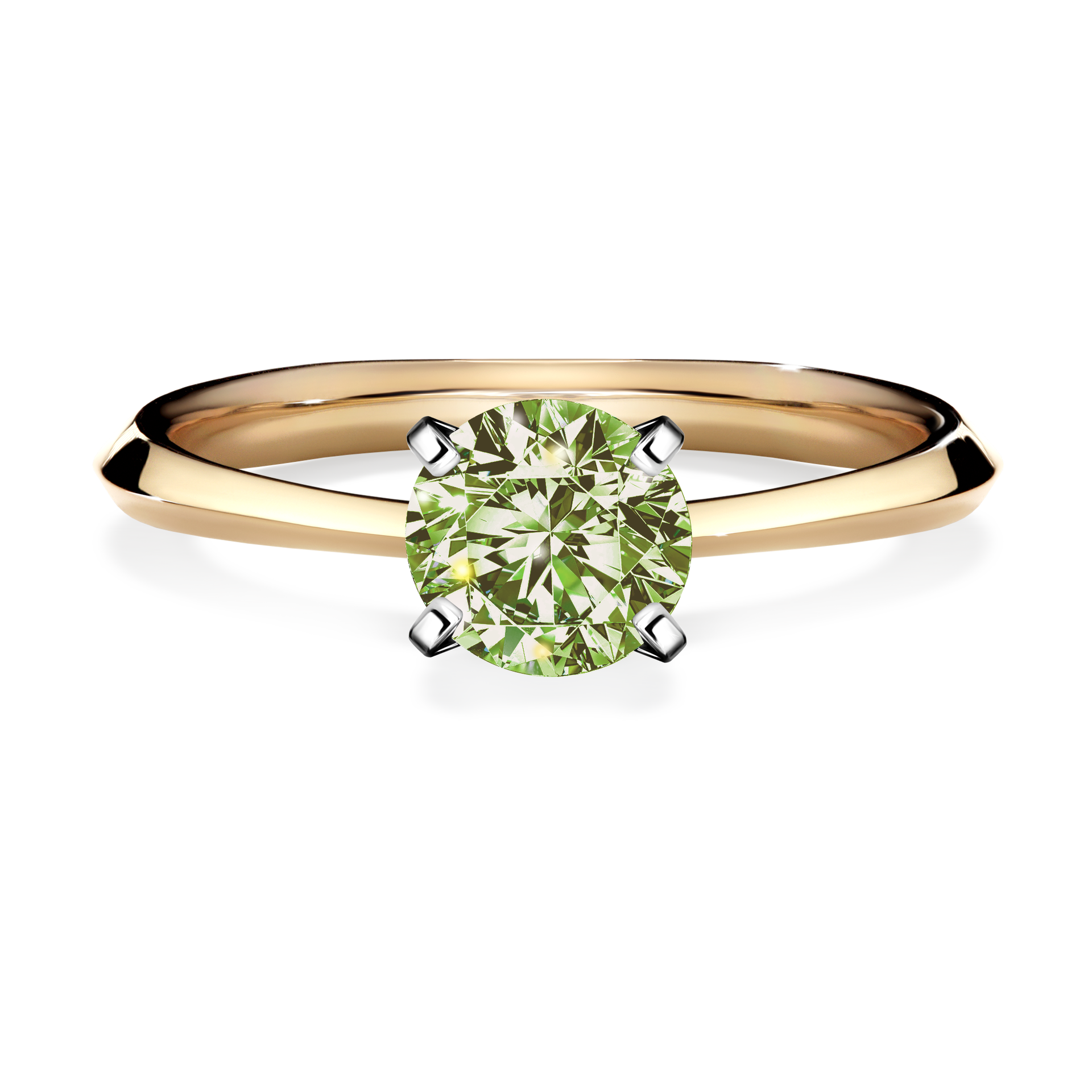Pierścionek zaręczynowy My Angel z żółtego złota z jasnym zielonym diamentem 1,00CT