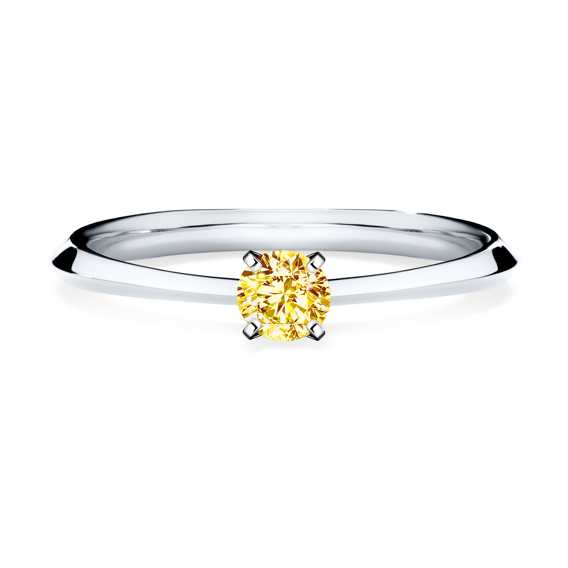 Pierścionek zaręczynowy My Angel z białego złota z żółtym diamentem 0,17CT