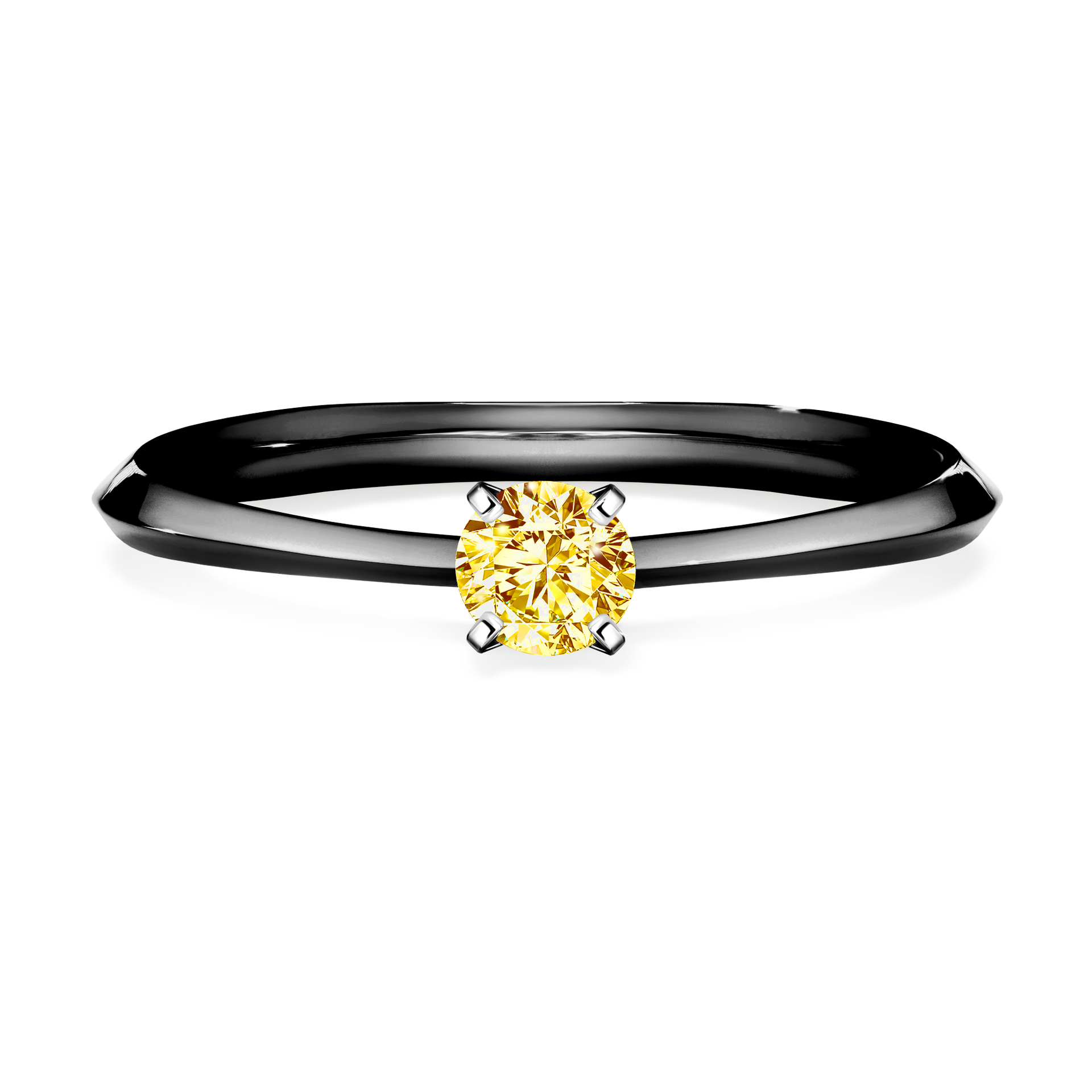 Pierścionek zaręczynowy My Angel z czarnego złota z żółtym diamentem 0,17CT