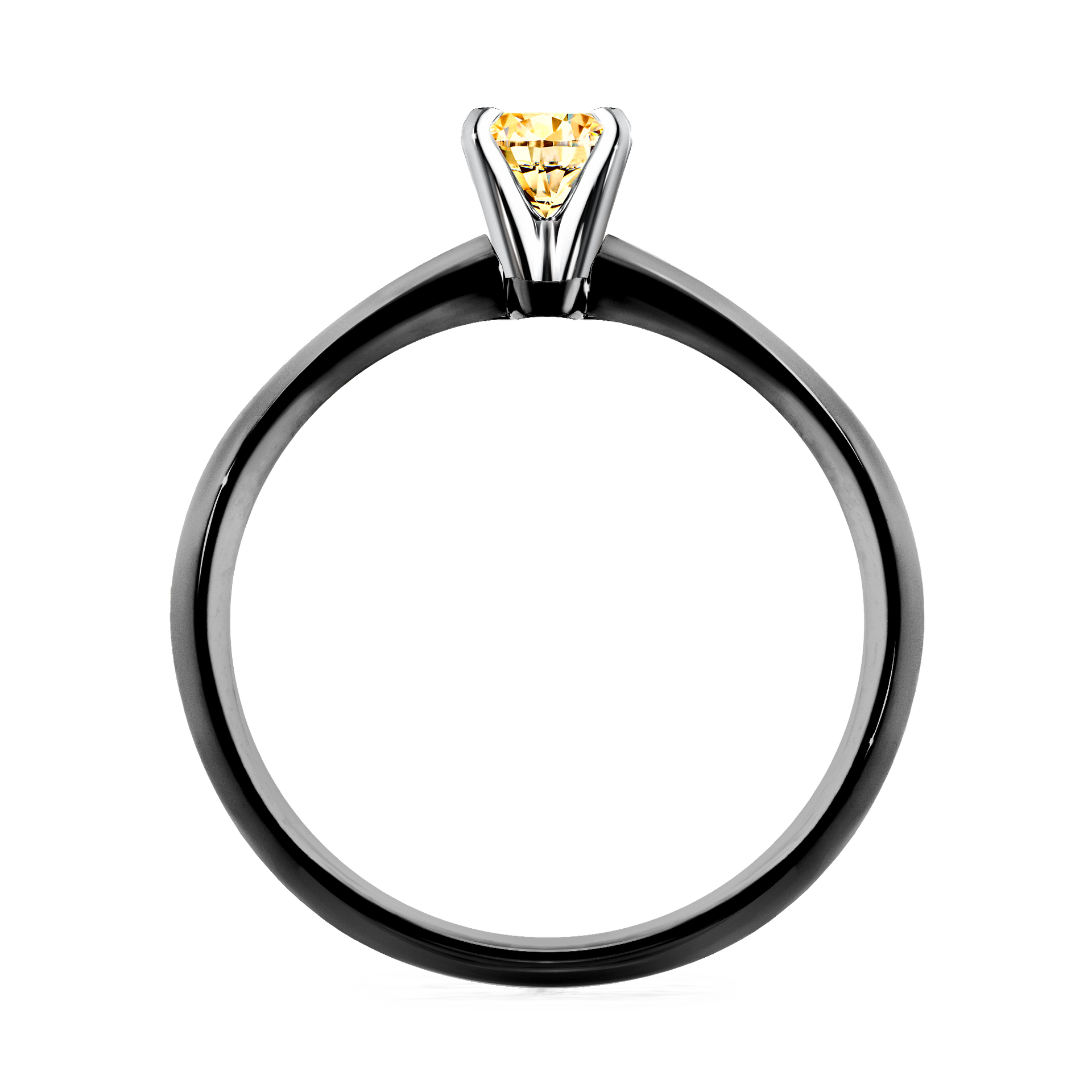 Pierścionek zaręczynowy My Angel z czarnego złota z żółtym diamentem 0,17CT