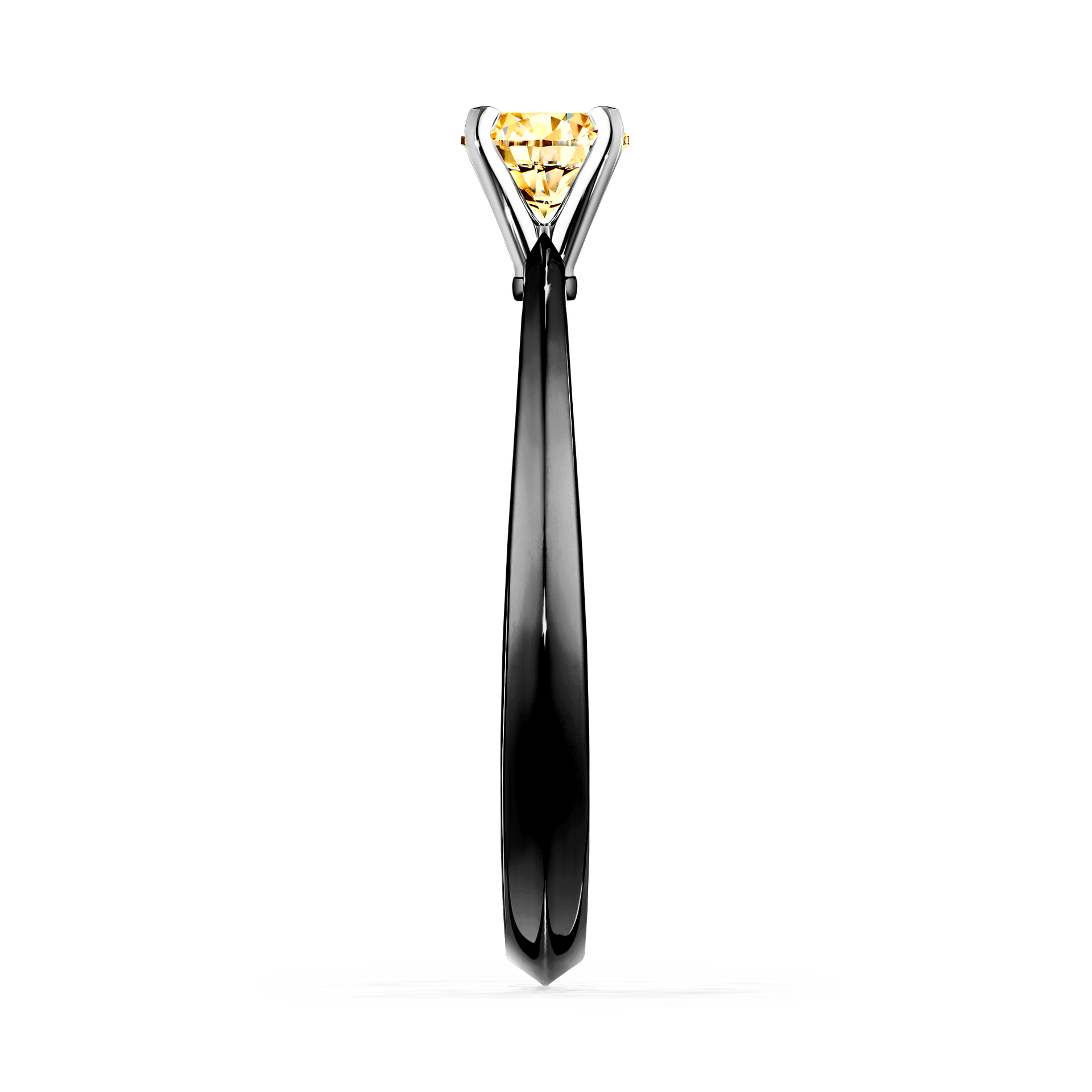 Pierścionek zaręczynowy My Angel z czarnego złota z żółtym diamentem 0,17CT