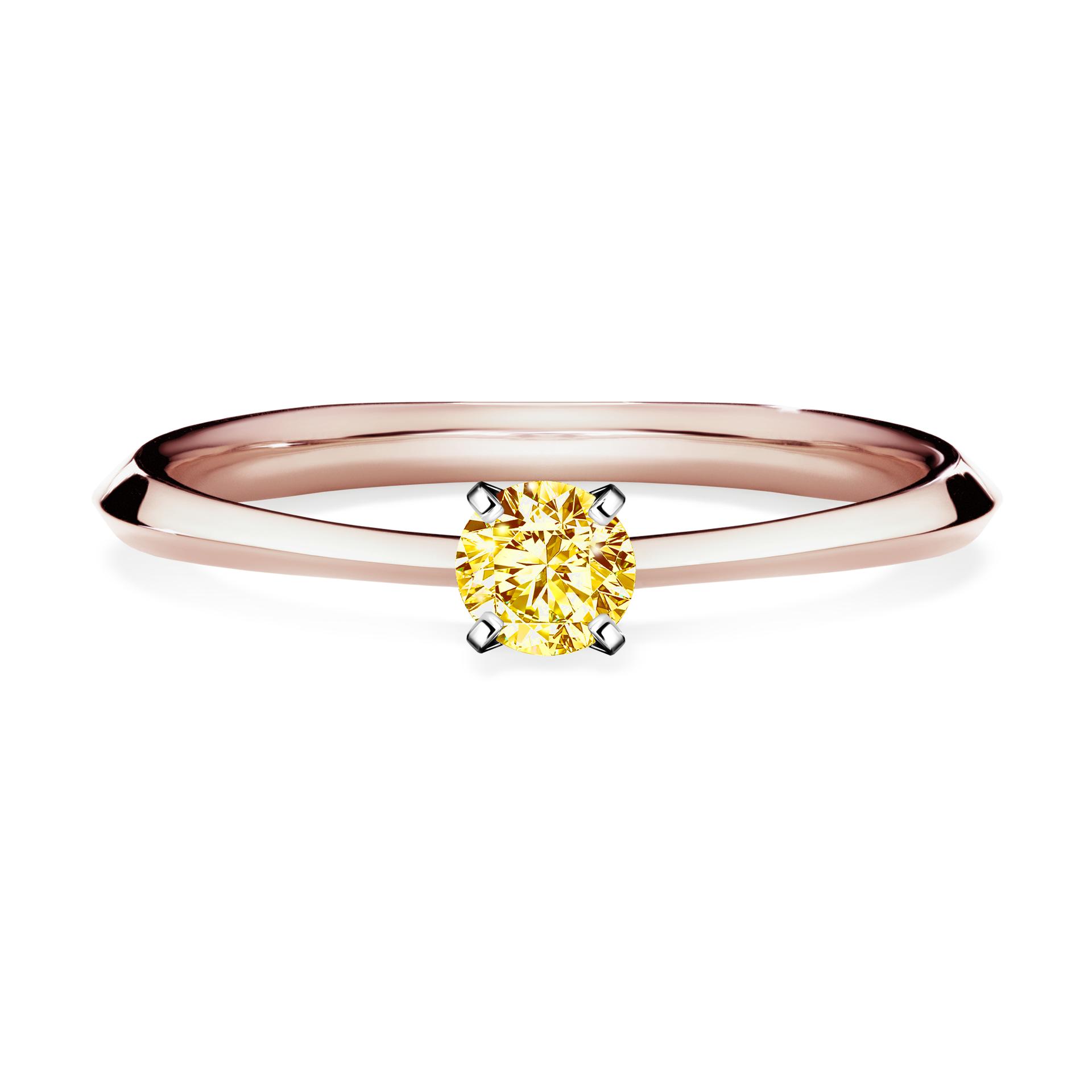 Pierścionek zaręczynowy My Angel z różowego złota z żółtym diamentem 0,17CT