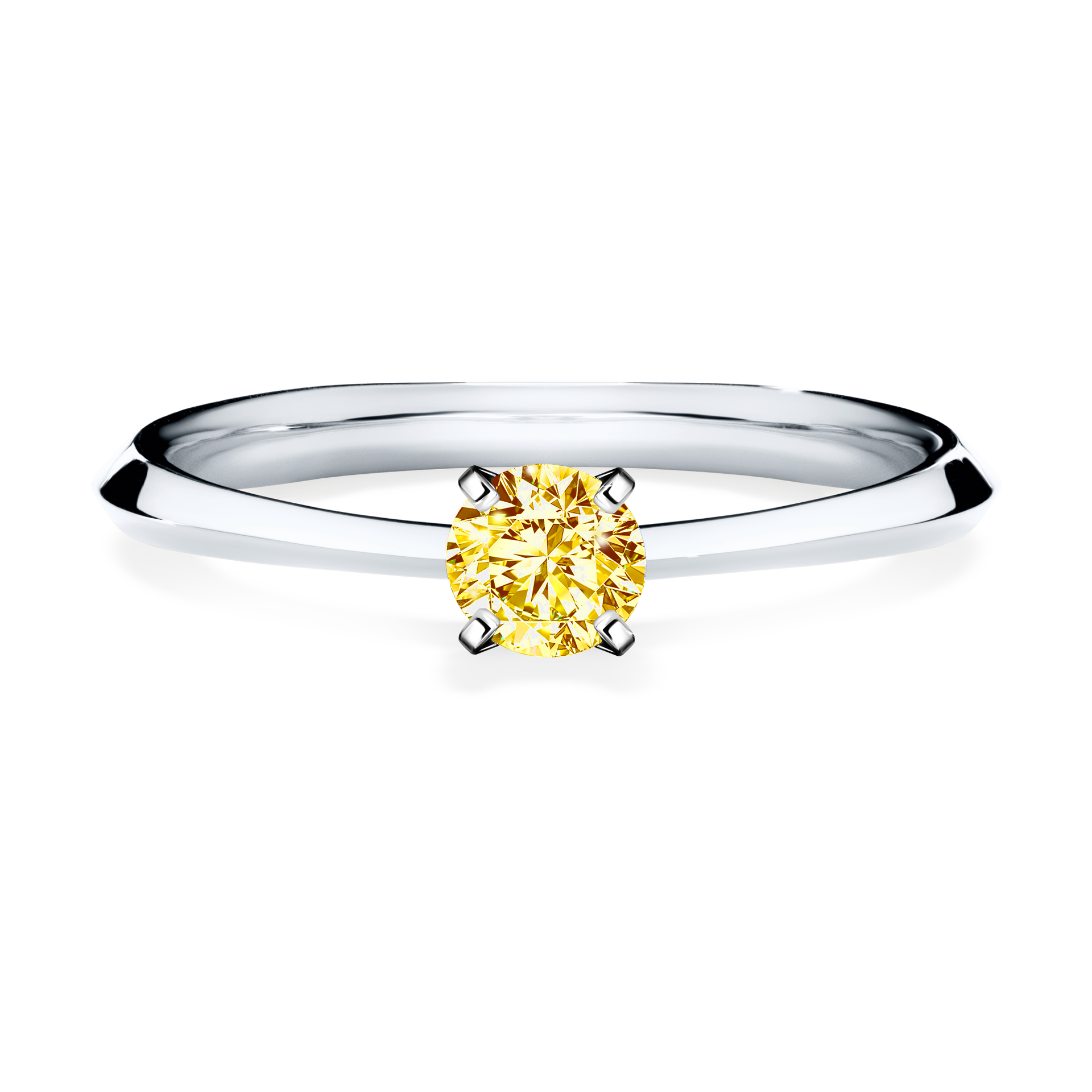 Pierścionek zaręczynowy My Angel z białego złota z żółtym diamentem 0,25CT